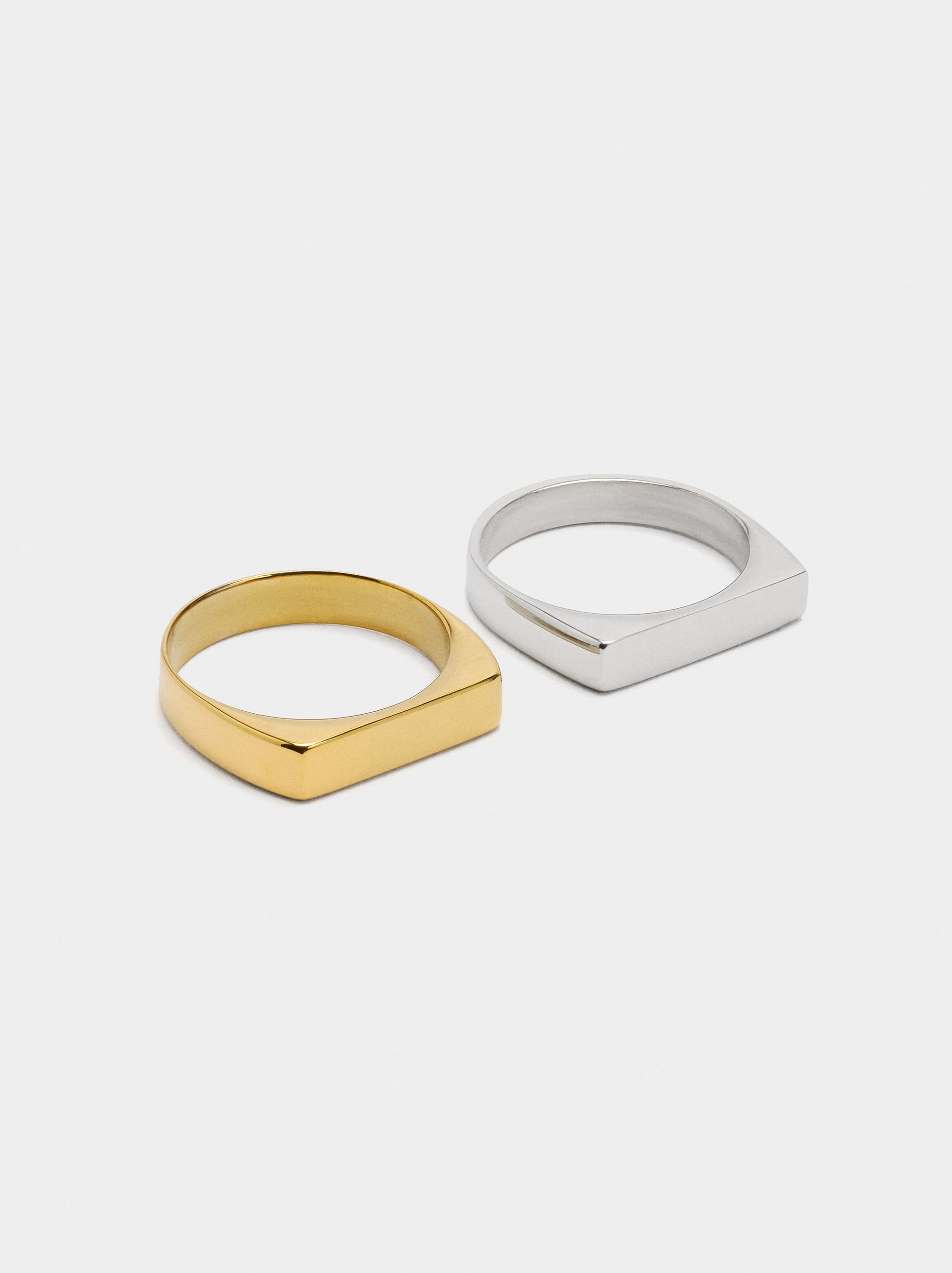 Set aus flachen Bicolor-Ringen - Edelstahl image number 3.0