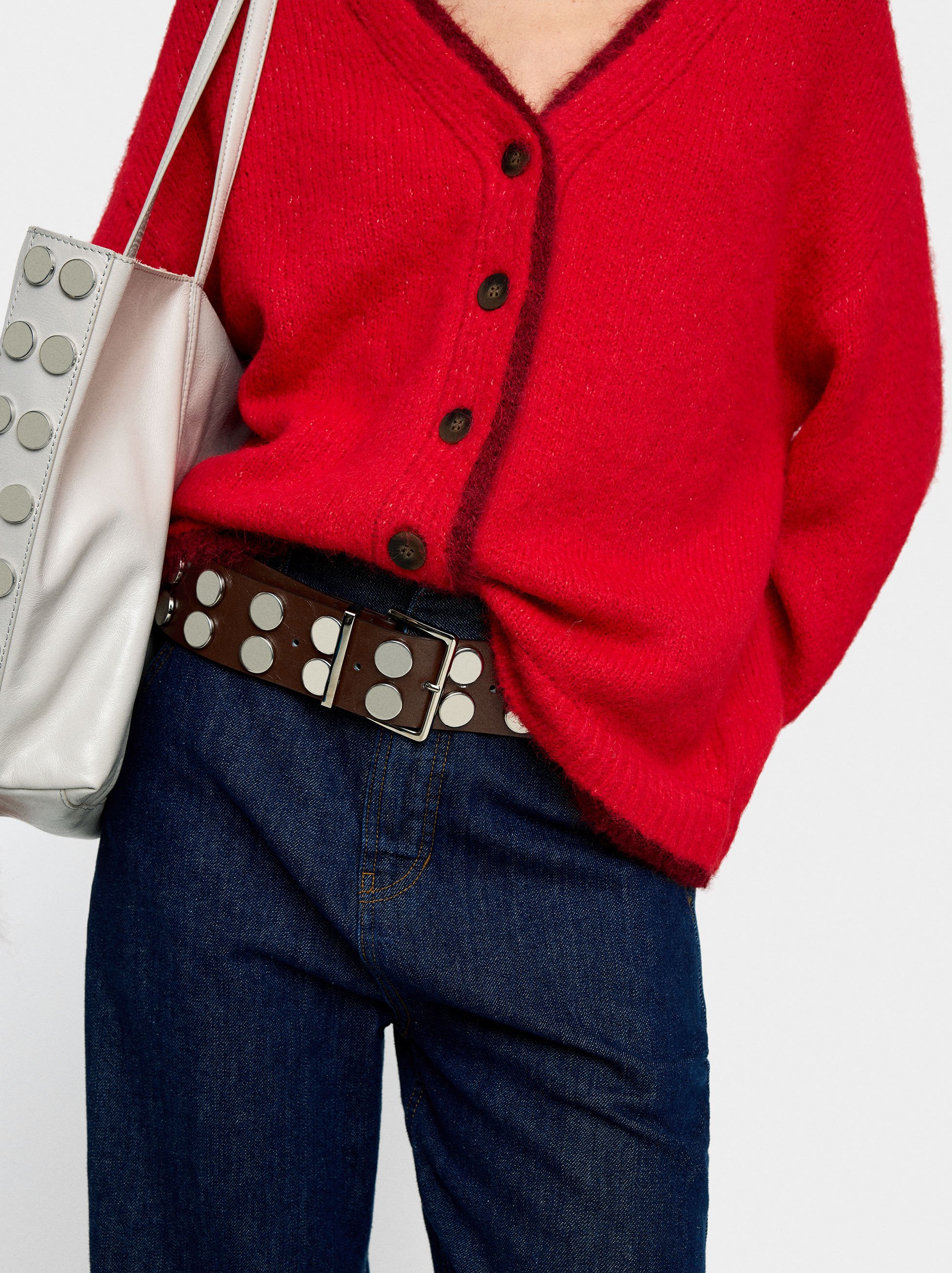 Knit cardigan with contrast edges image number 2.0