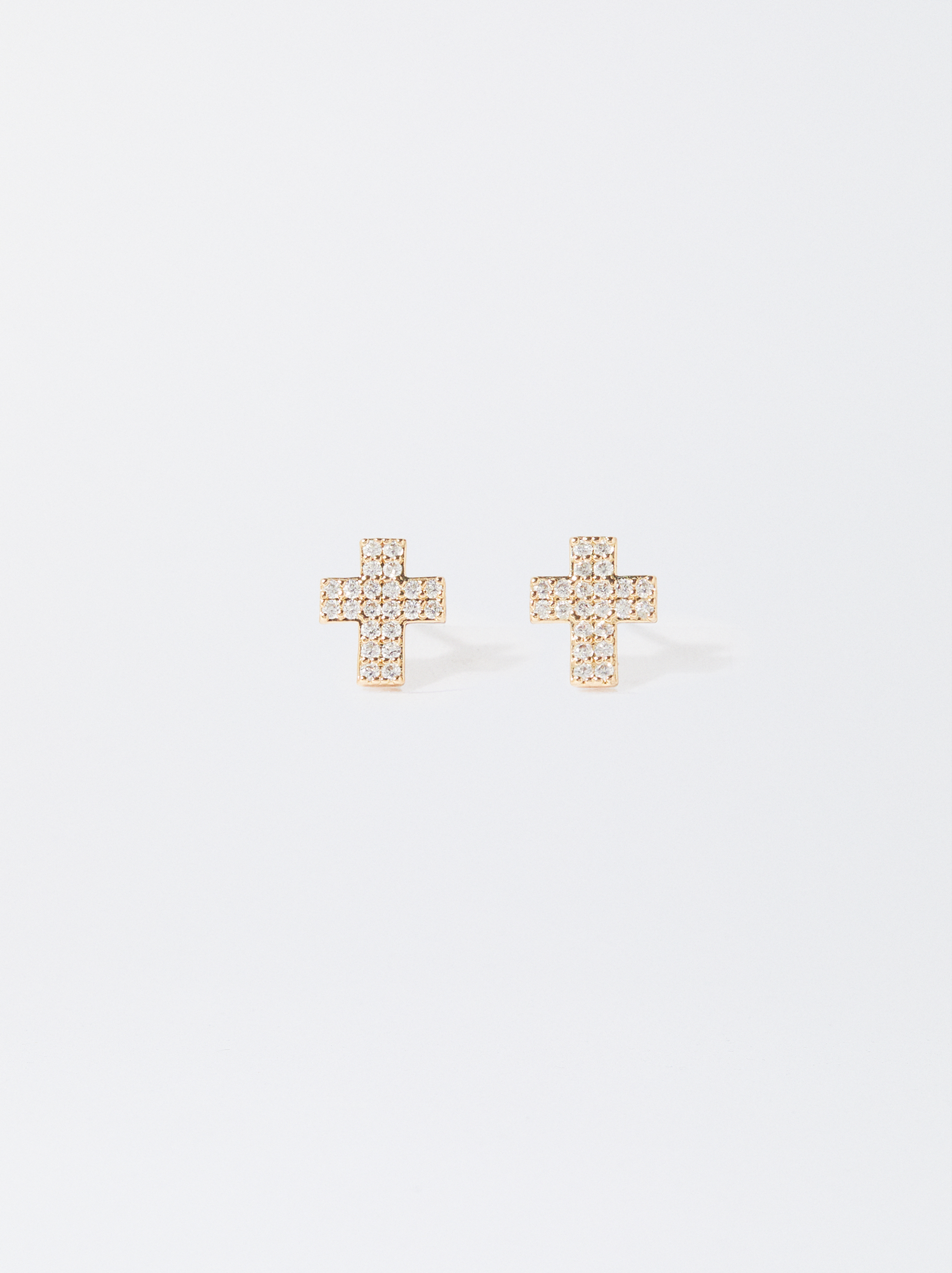 Pendientes Plateados Con Circonitas Y Cruz Plateado Parfois