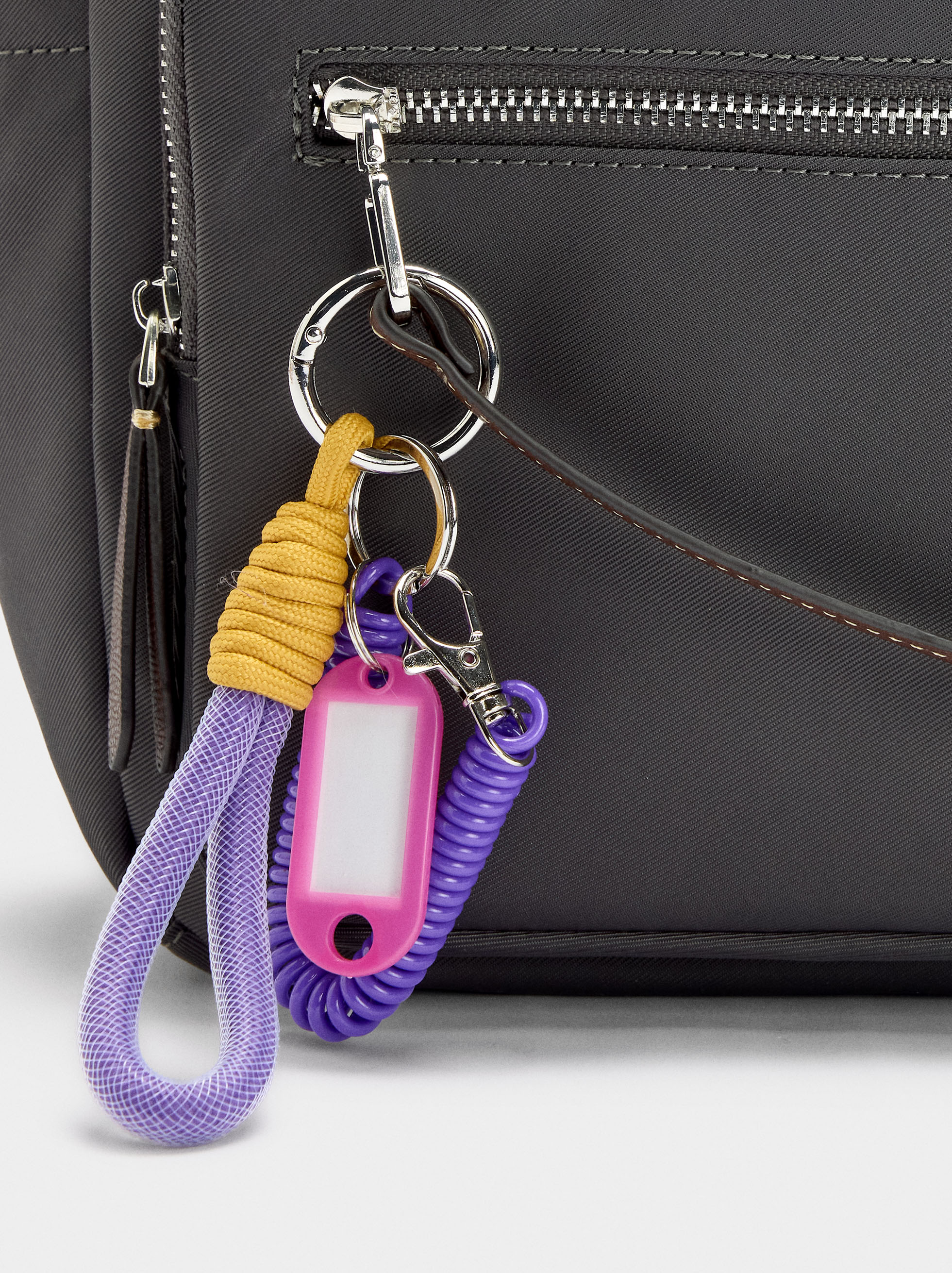 Nylon backpack with pendant image number 4.0