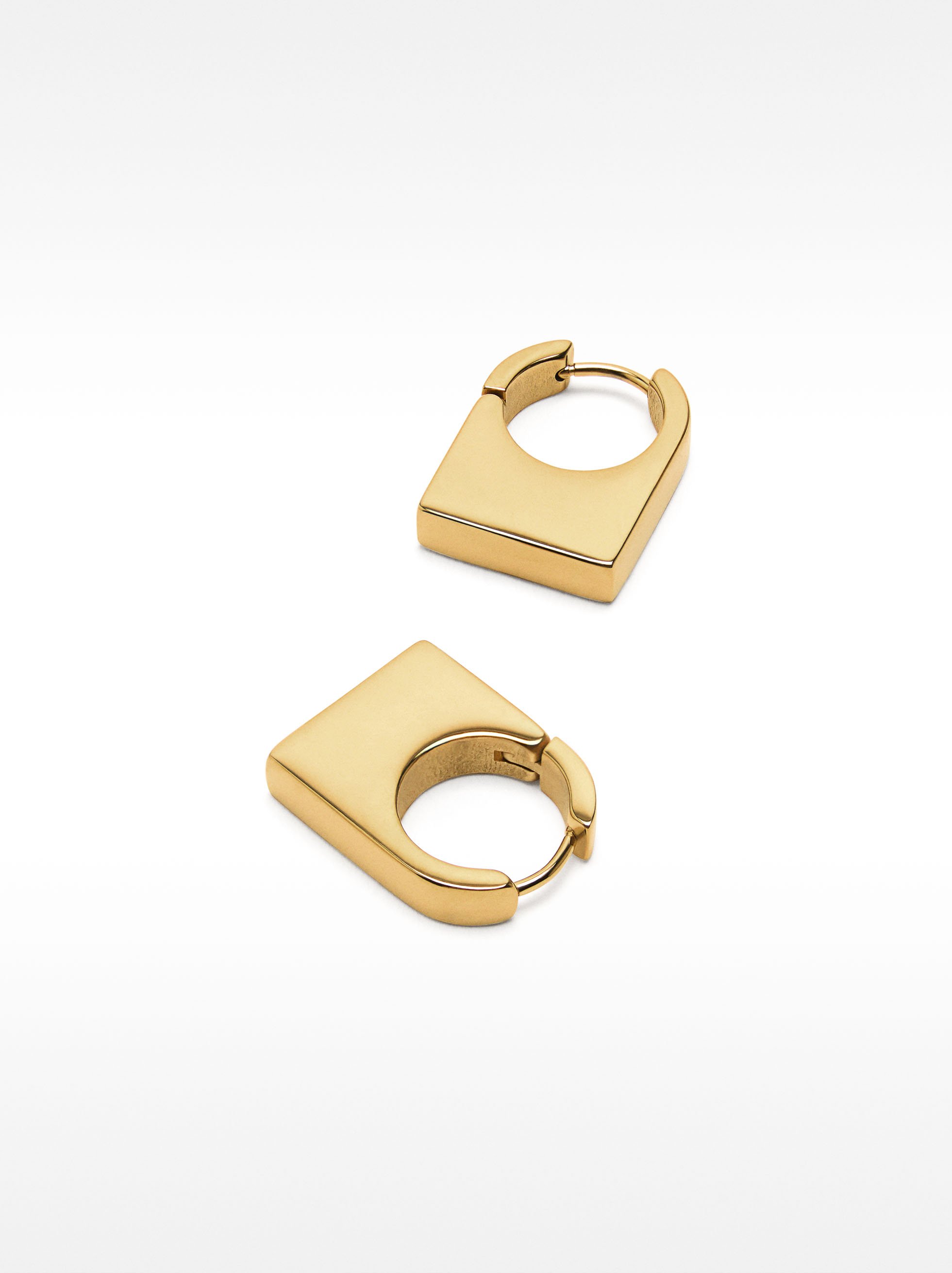 Rectangular hoop earrings – stainless steel image number 2.0