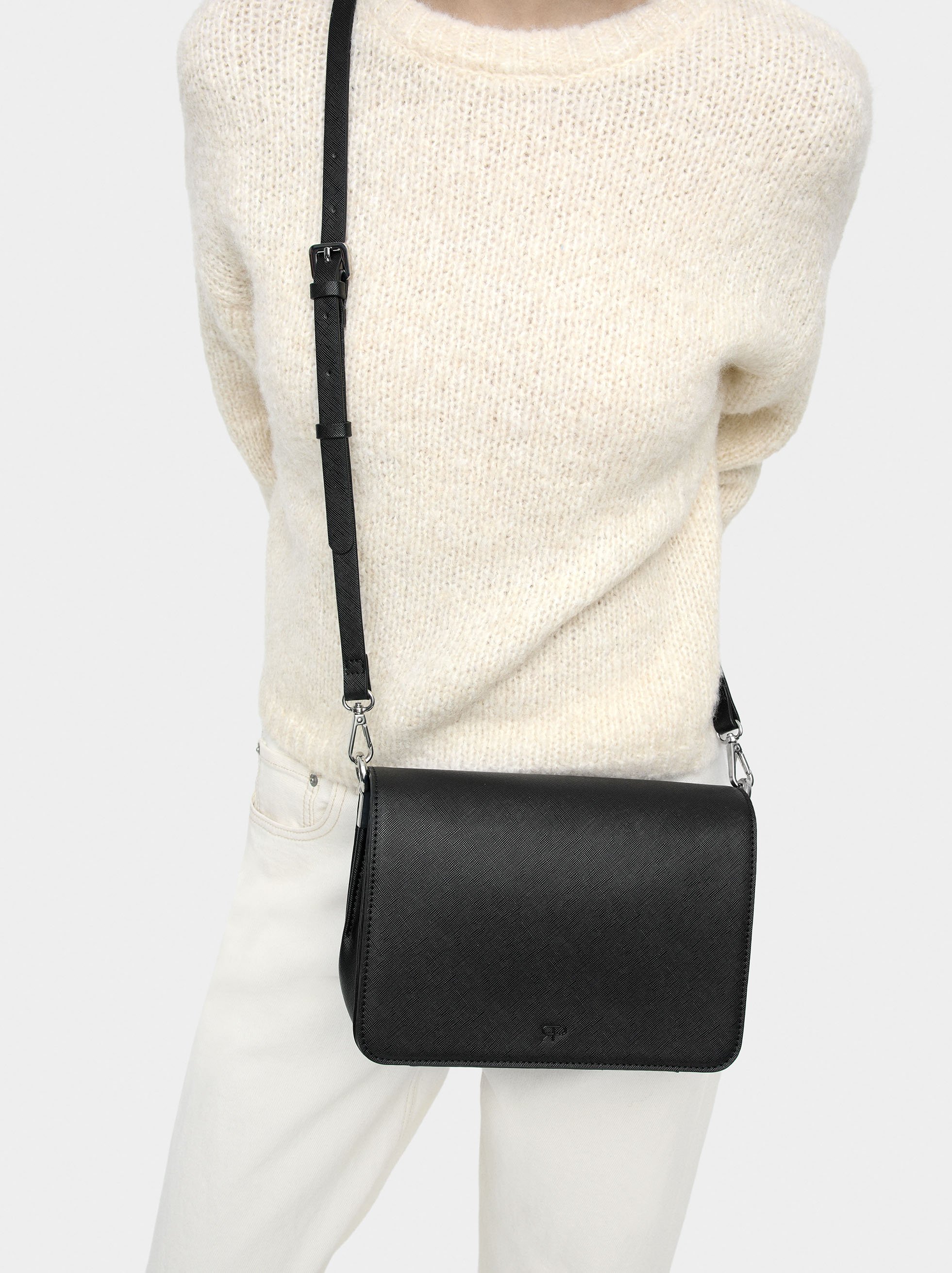 Crossbody bag with texture and flap closure image number 1.0