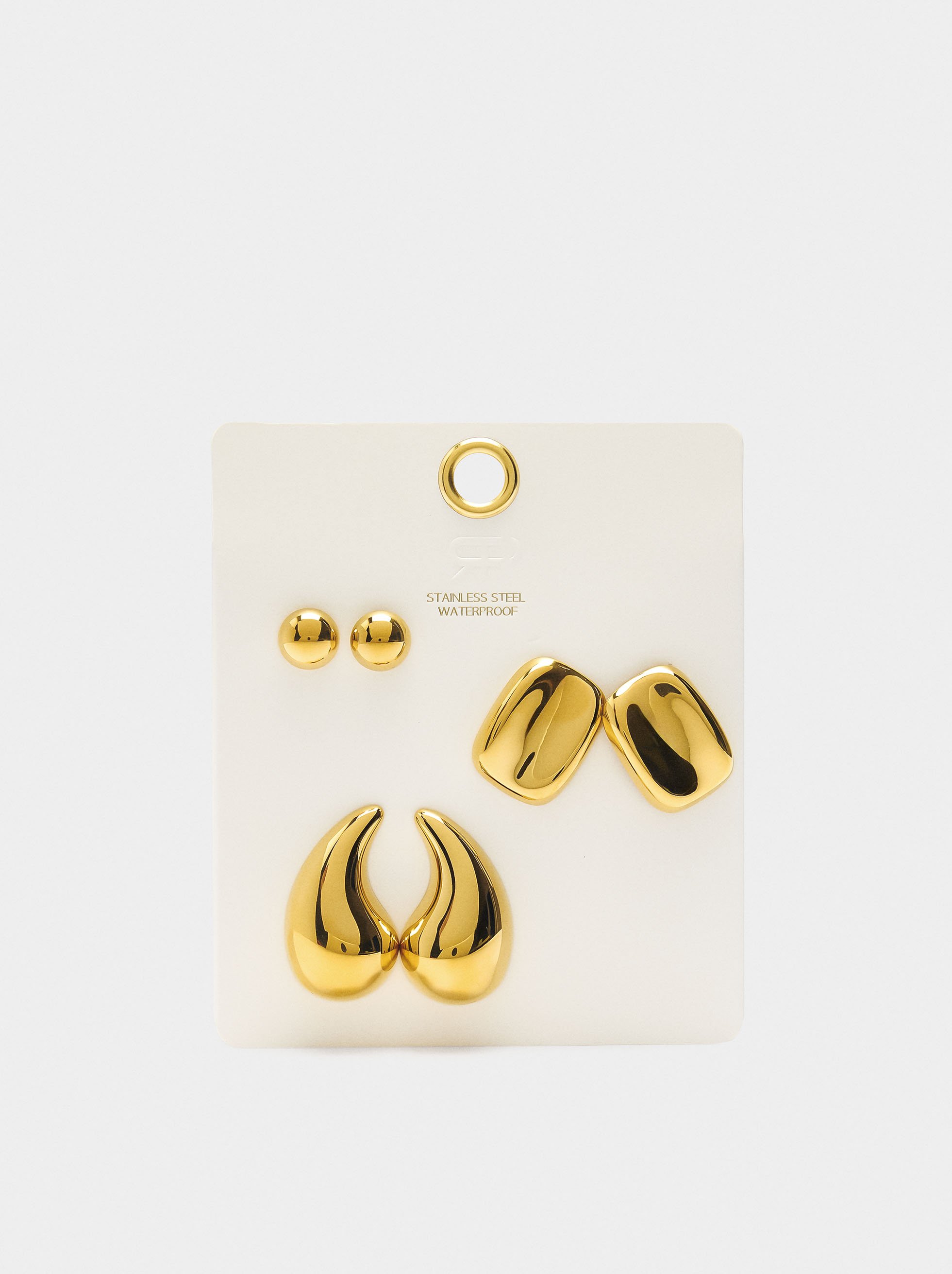 Set of short earrings - stainless steel image number 3.0