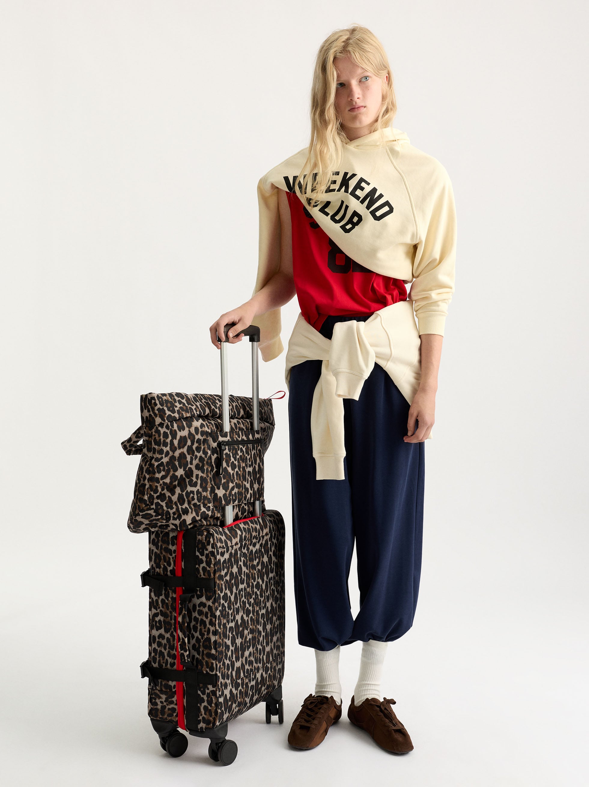 Animal print nylon travel suitcase image number 1.0