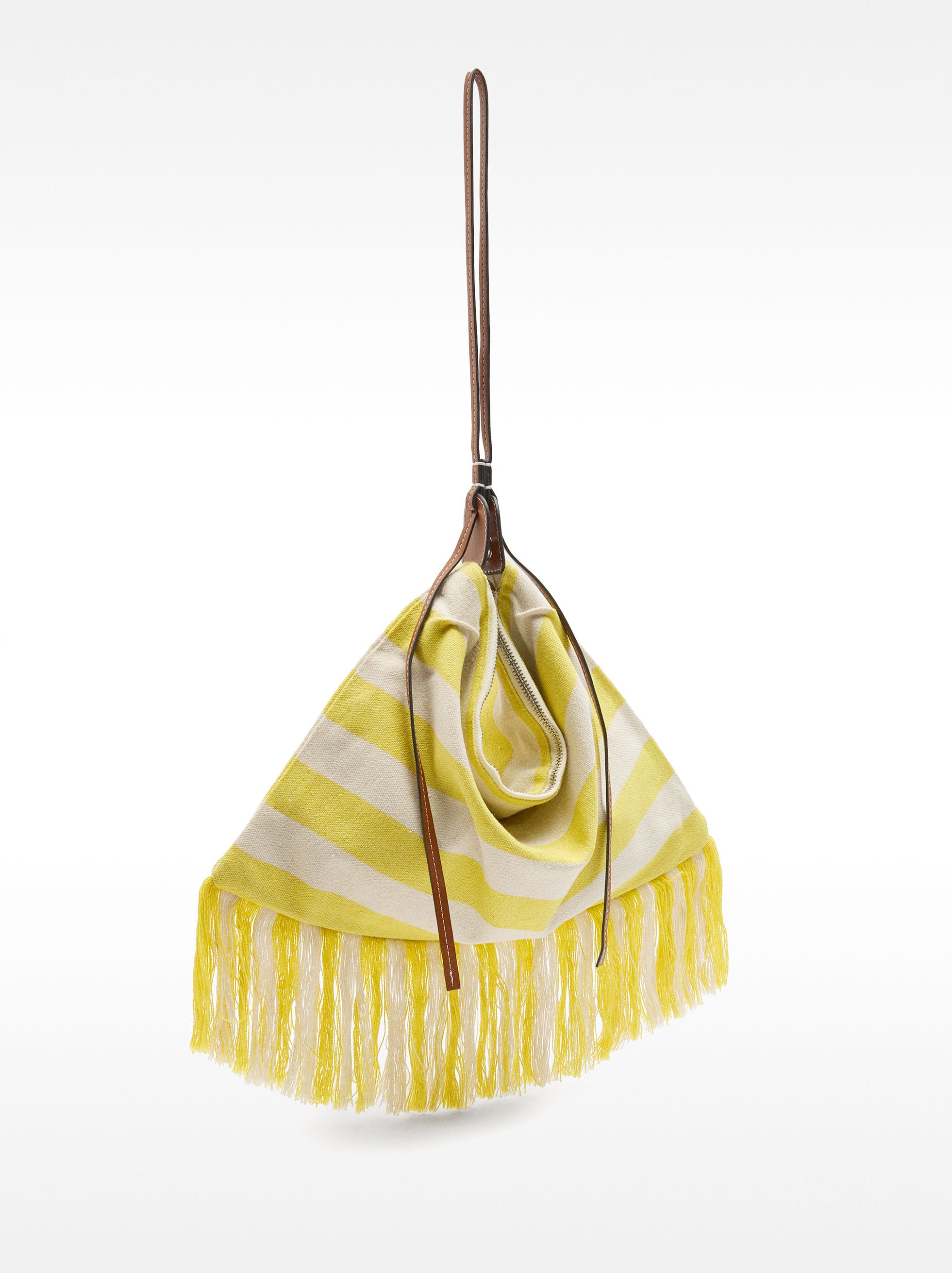 Borsa a tracolla in cotone a righe image number 3.0