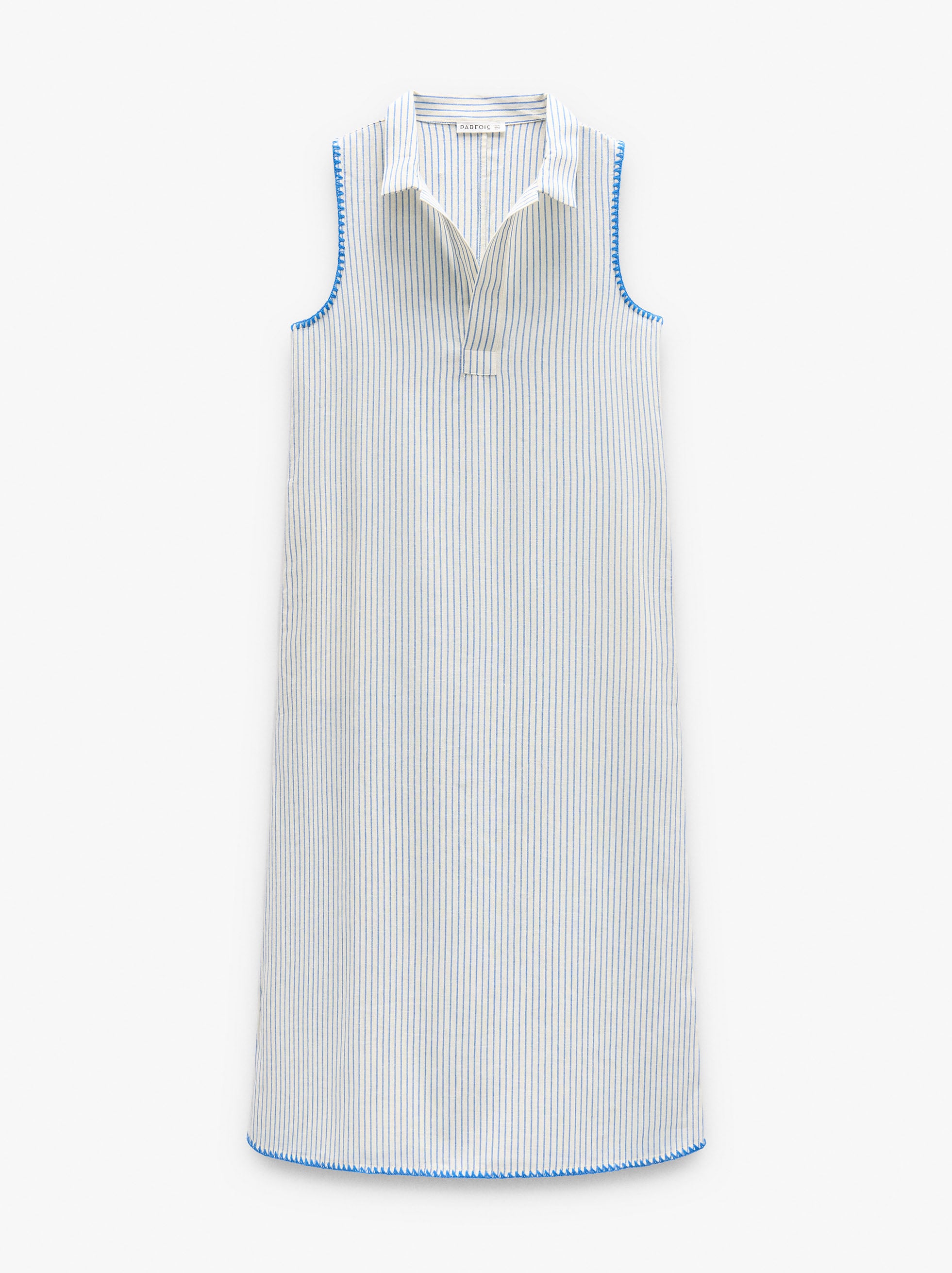 Langes Kleid mit Streifen aus Baumwolle image number 4.0