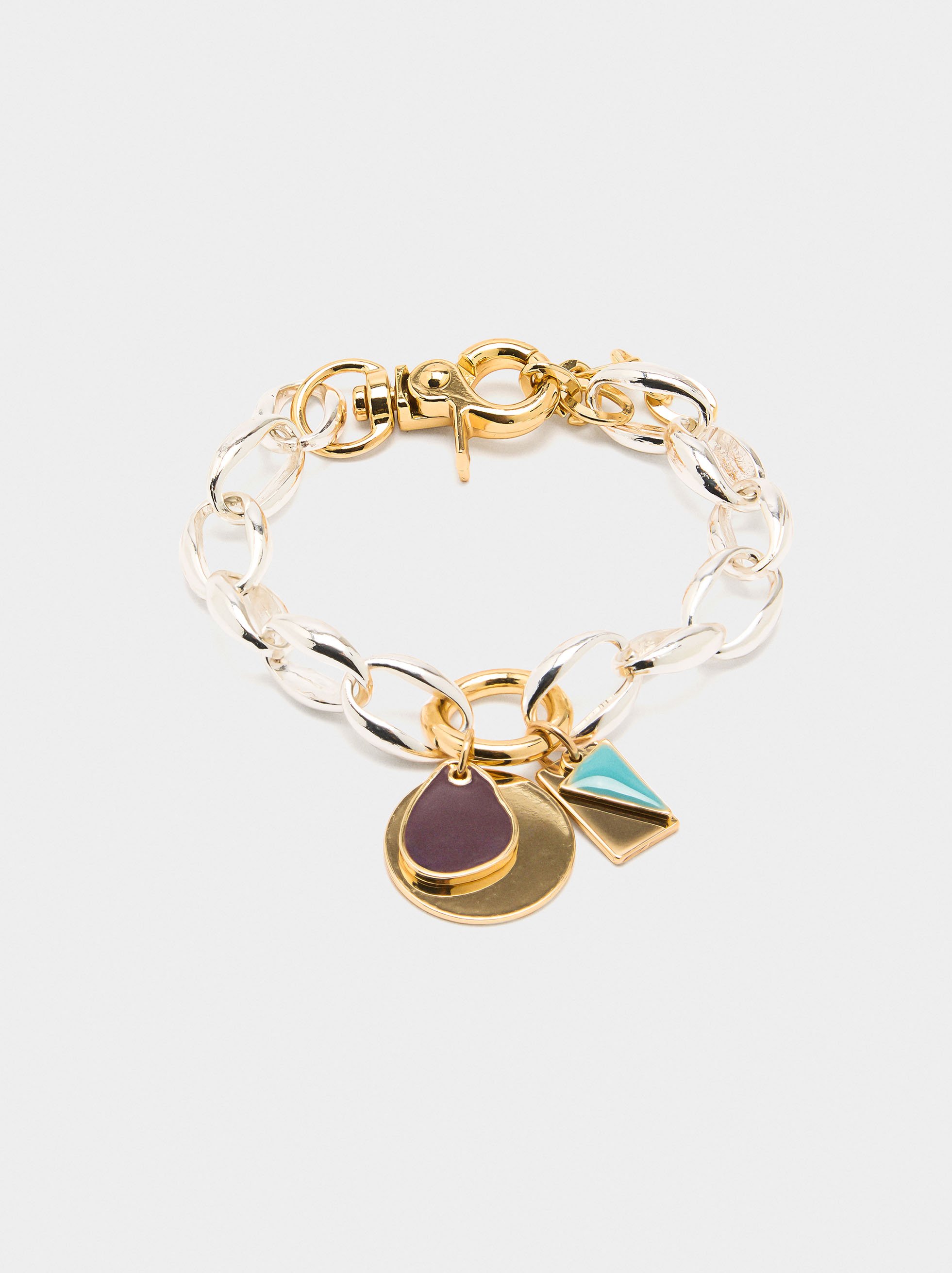 Bracelet with dangling links with enamel image number 0.0