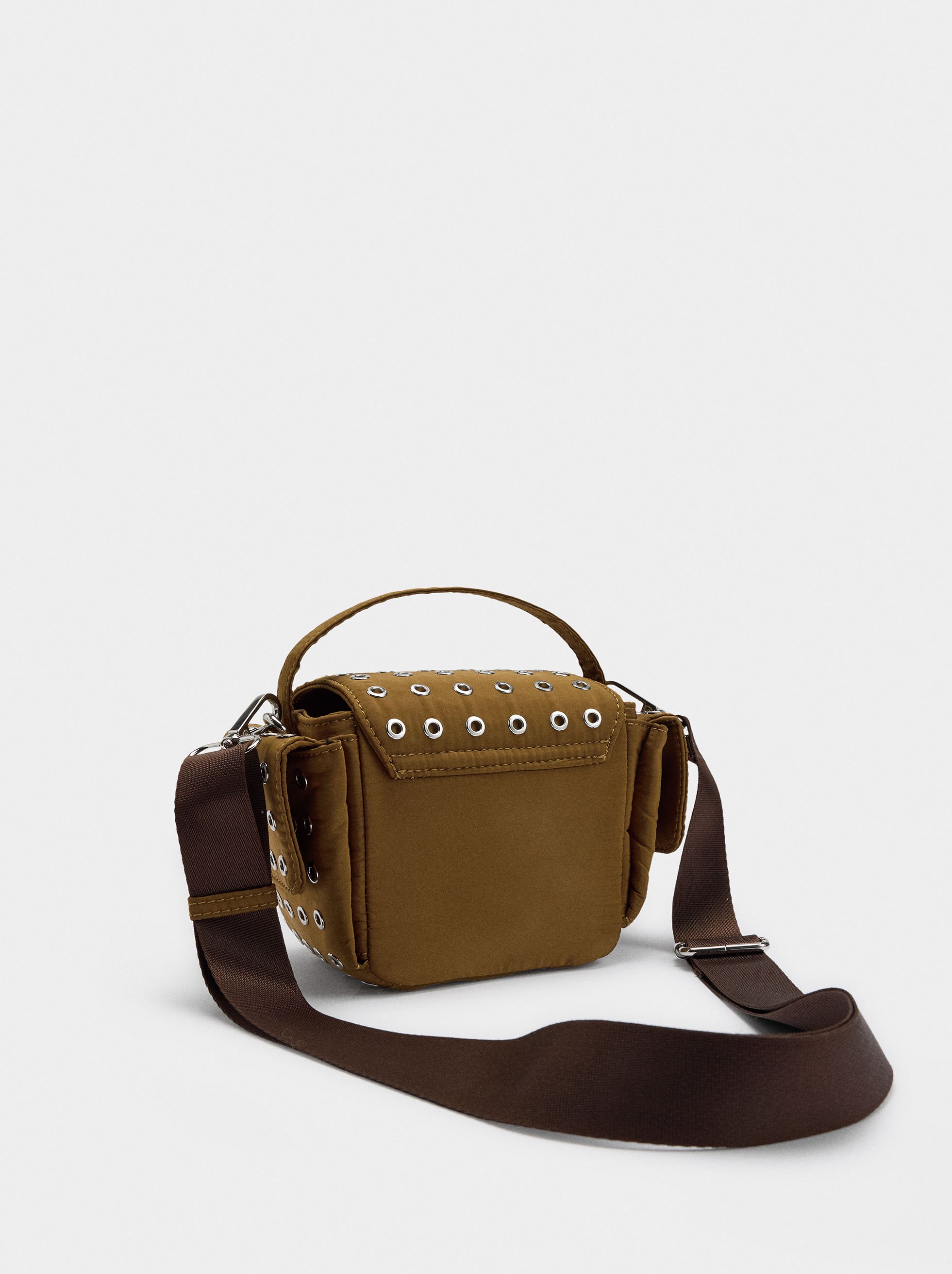 Nylon crossbody bag with studs image number 2.0