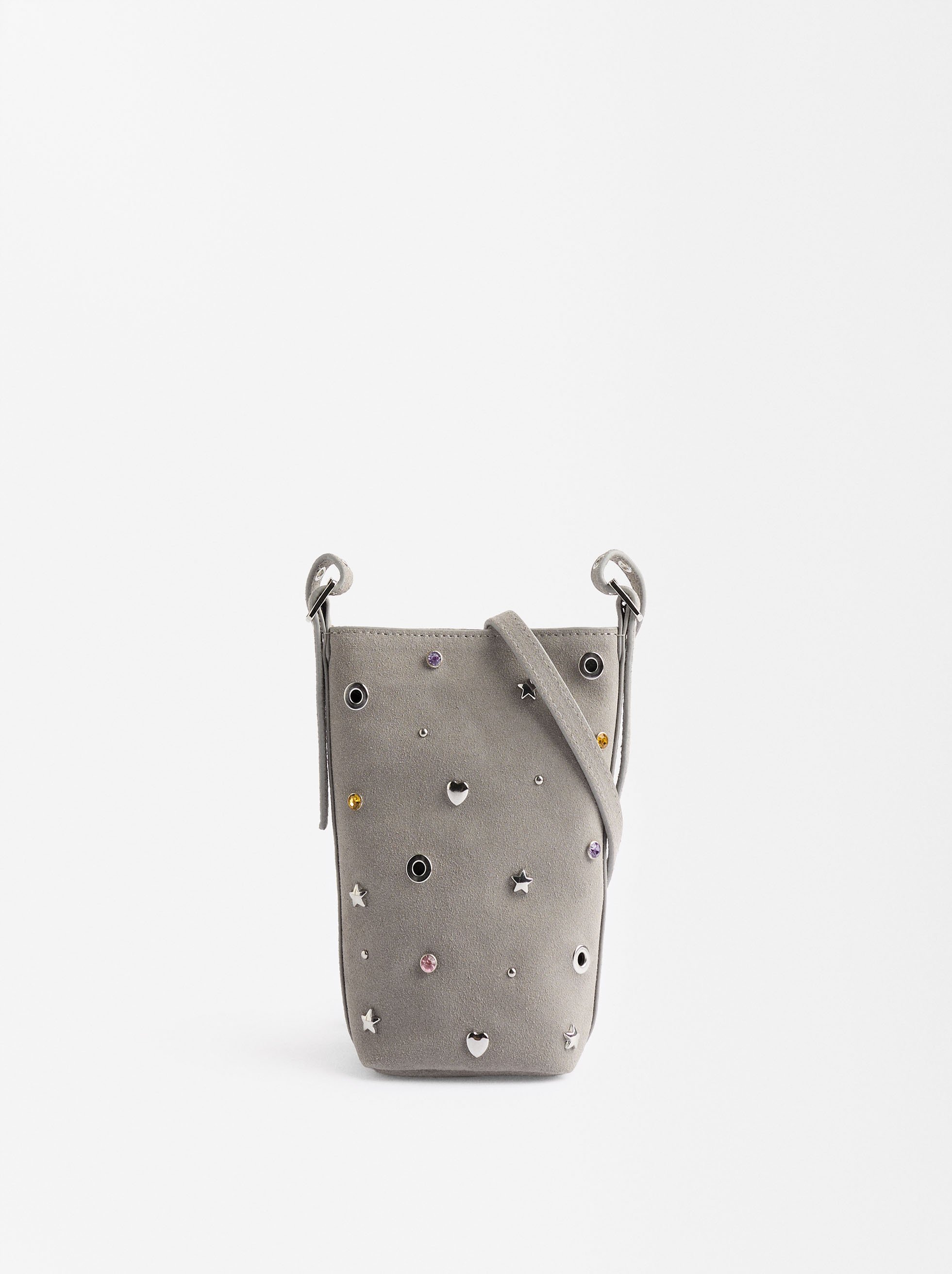 Leather phone pouch with applications image number 0.0
