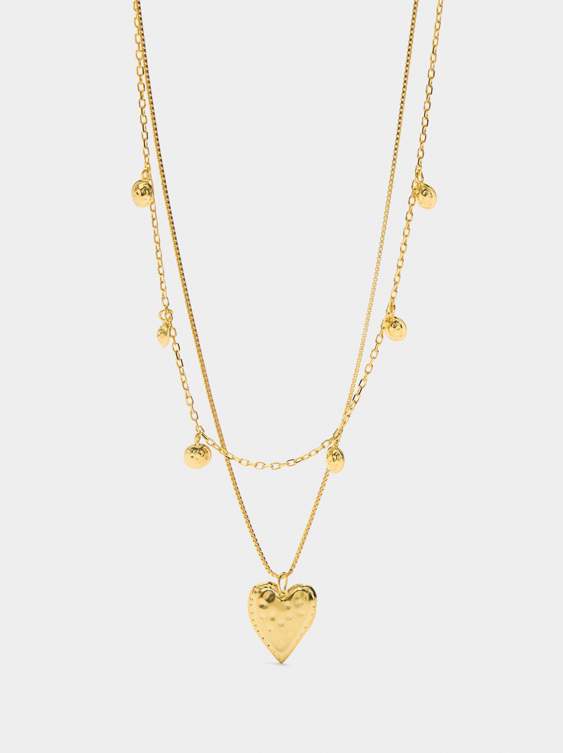 Double necklace with heart pendant - 925 sterling silver image number 0.0