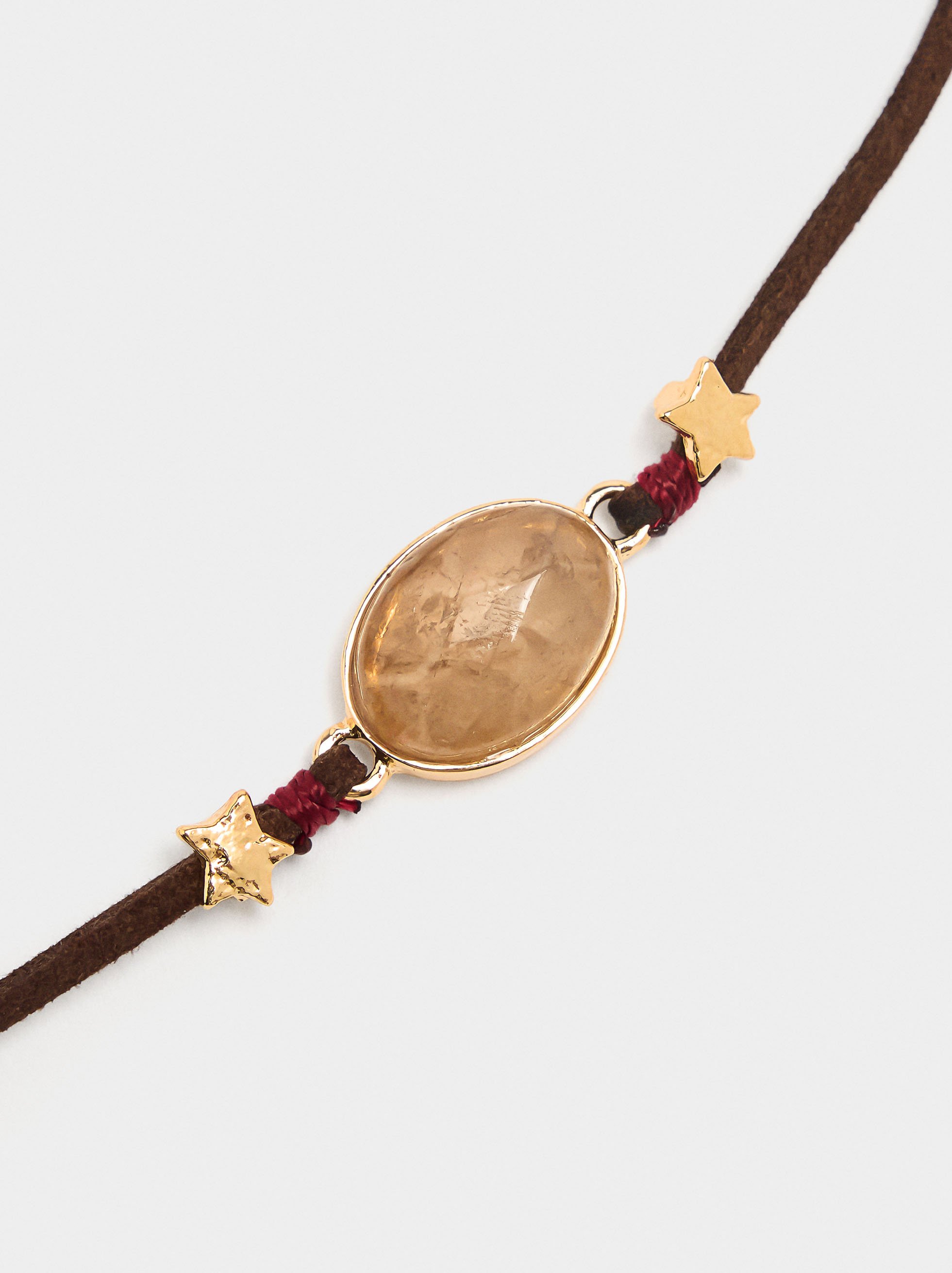 Adjustable leather bracelet with stone image number 1.0