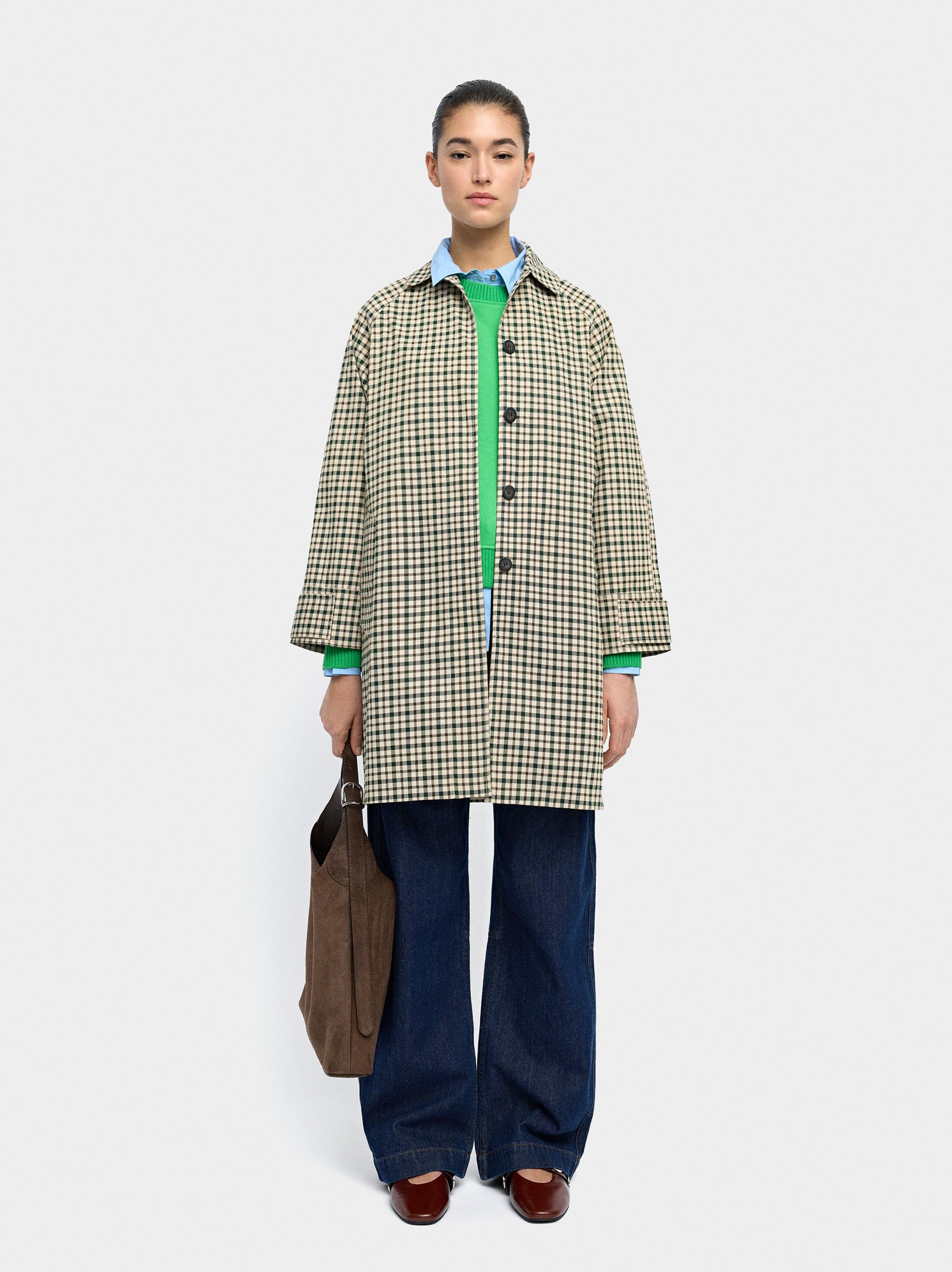 Parka with printed check pattern image number 0.0