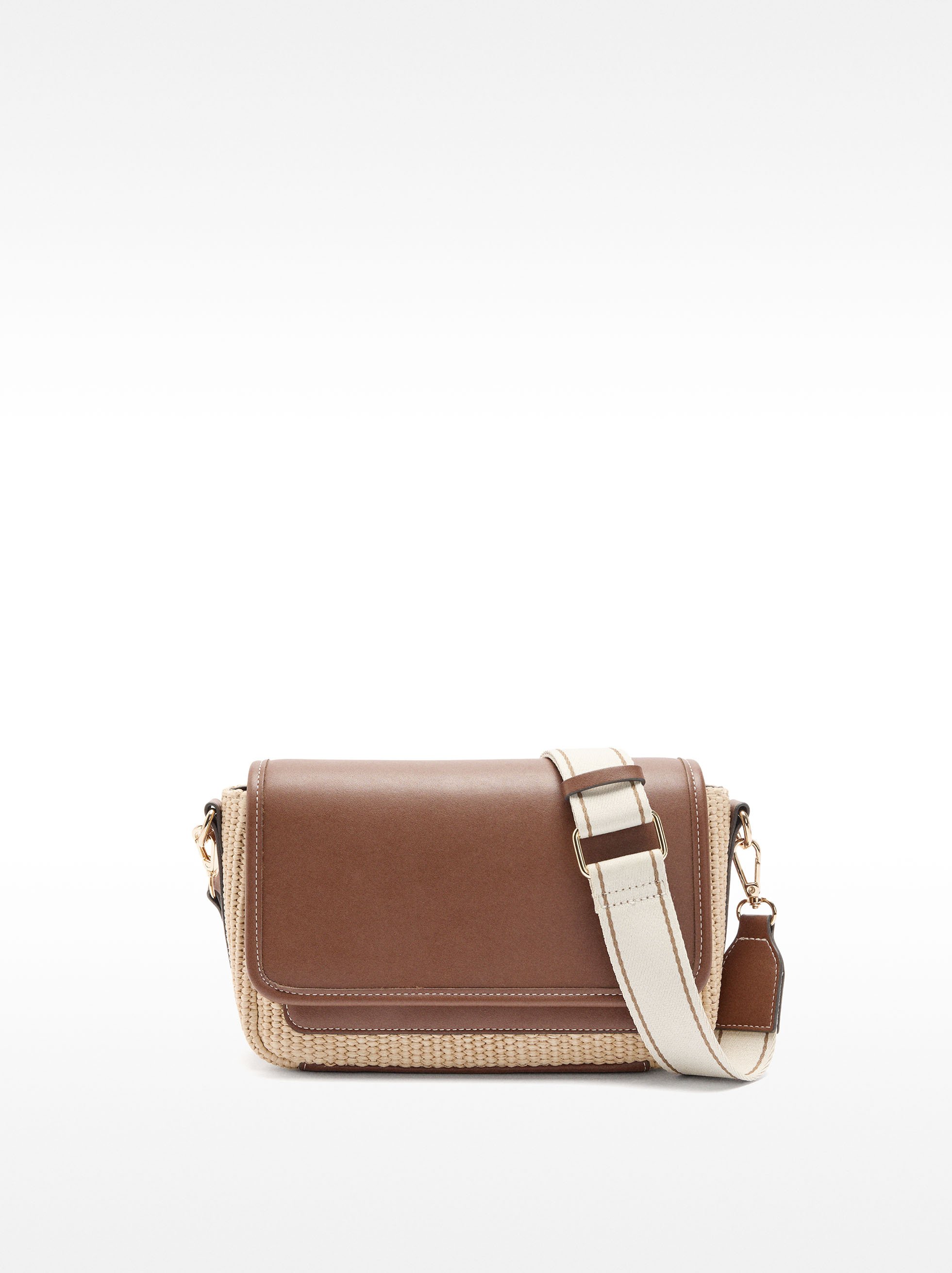 Crossbody bag with straw effect and flap image number 0.0