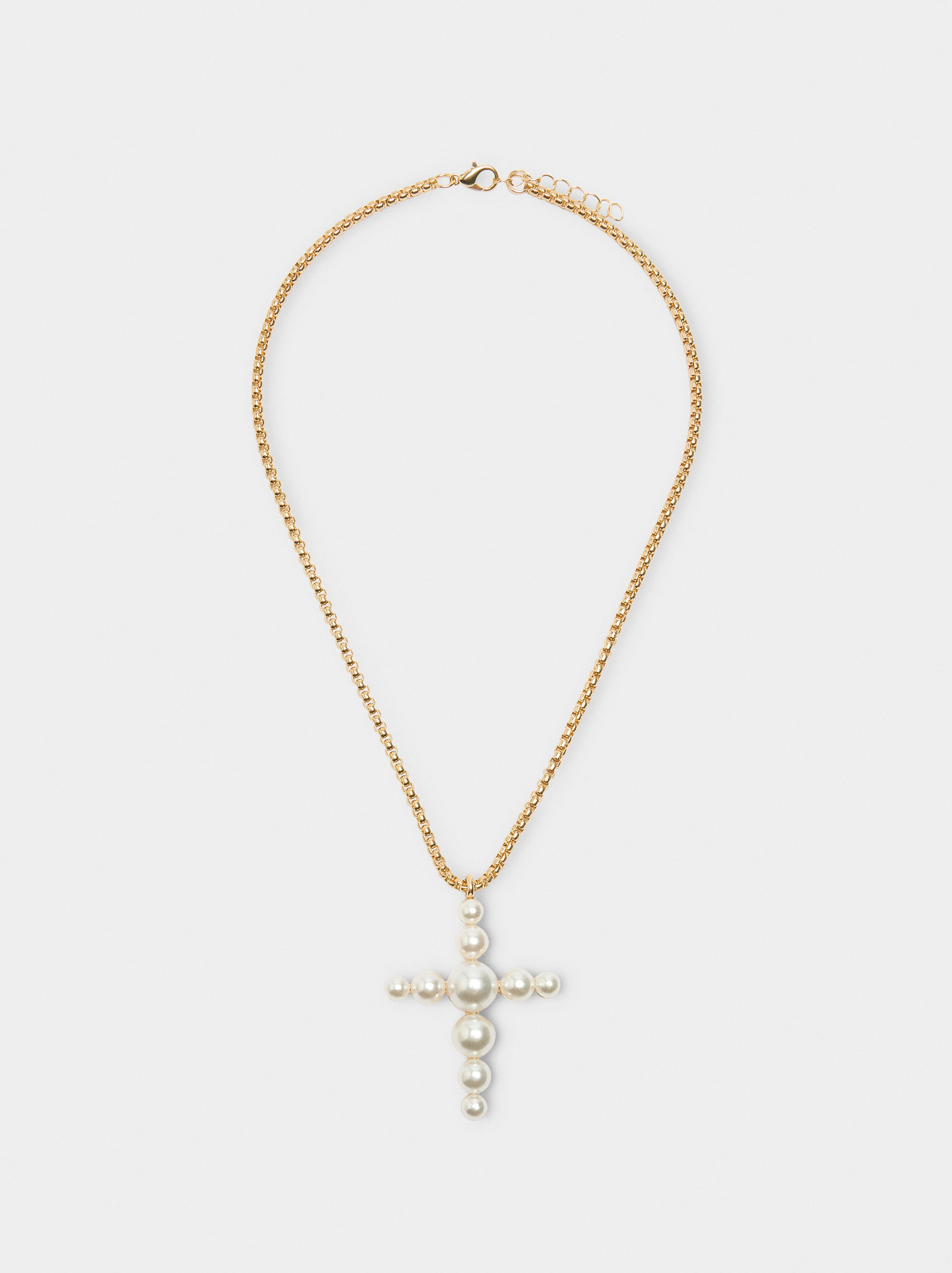 Short necklace with cross pendant with pearls image number 0.0