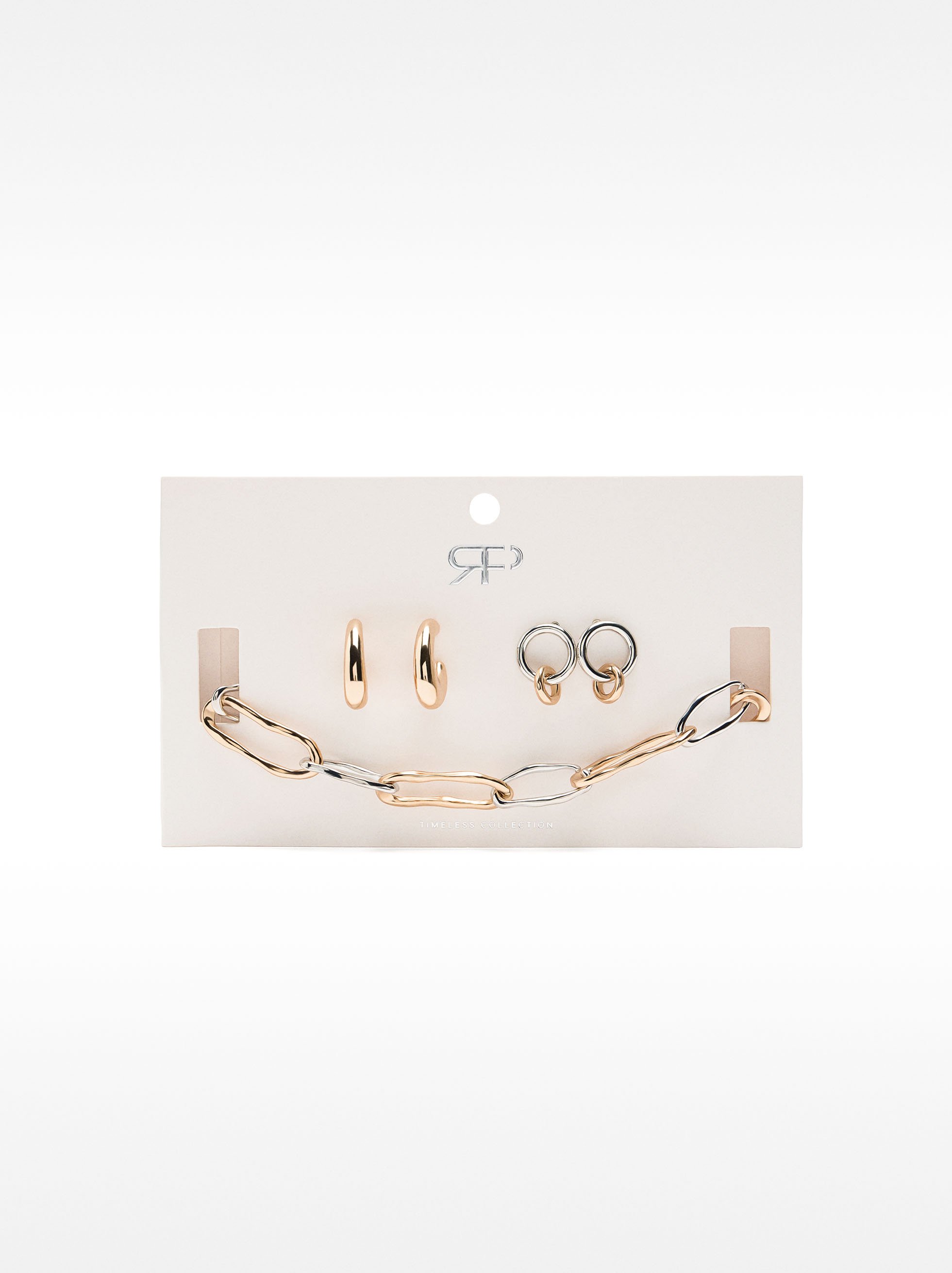 Set of necklace and earrings with bicolor image number 7.0