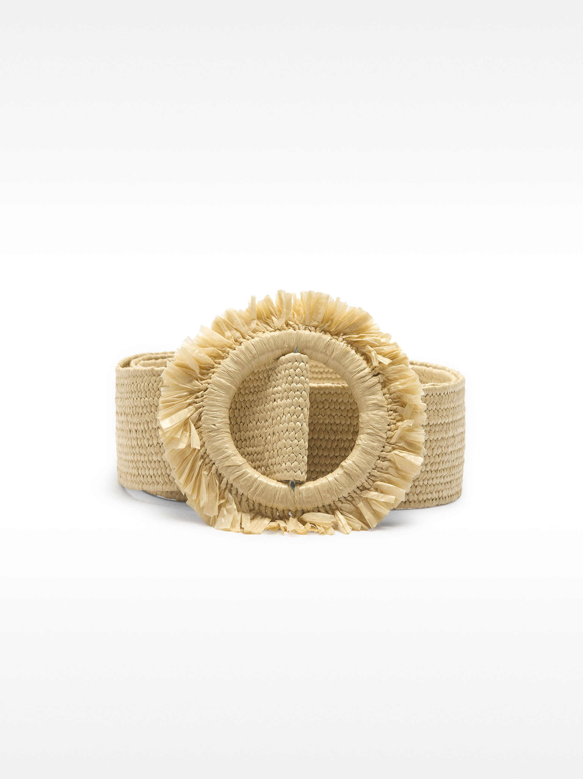Straw-effect belt with round buckle image number 1.0