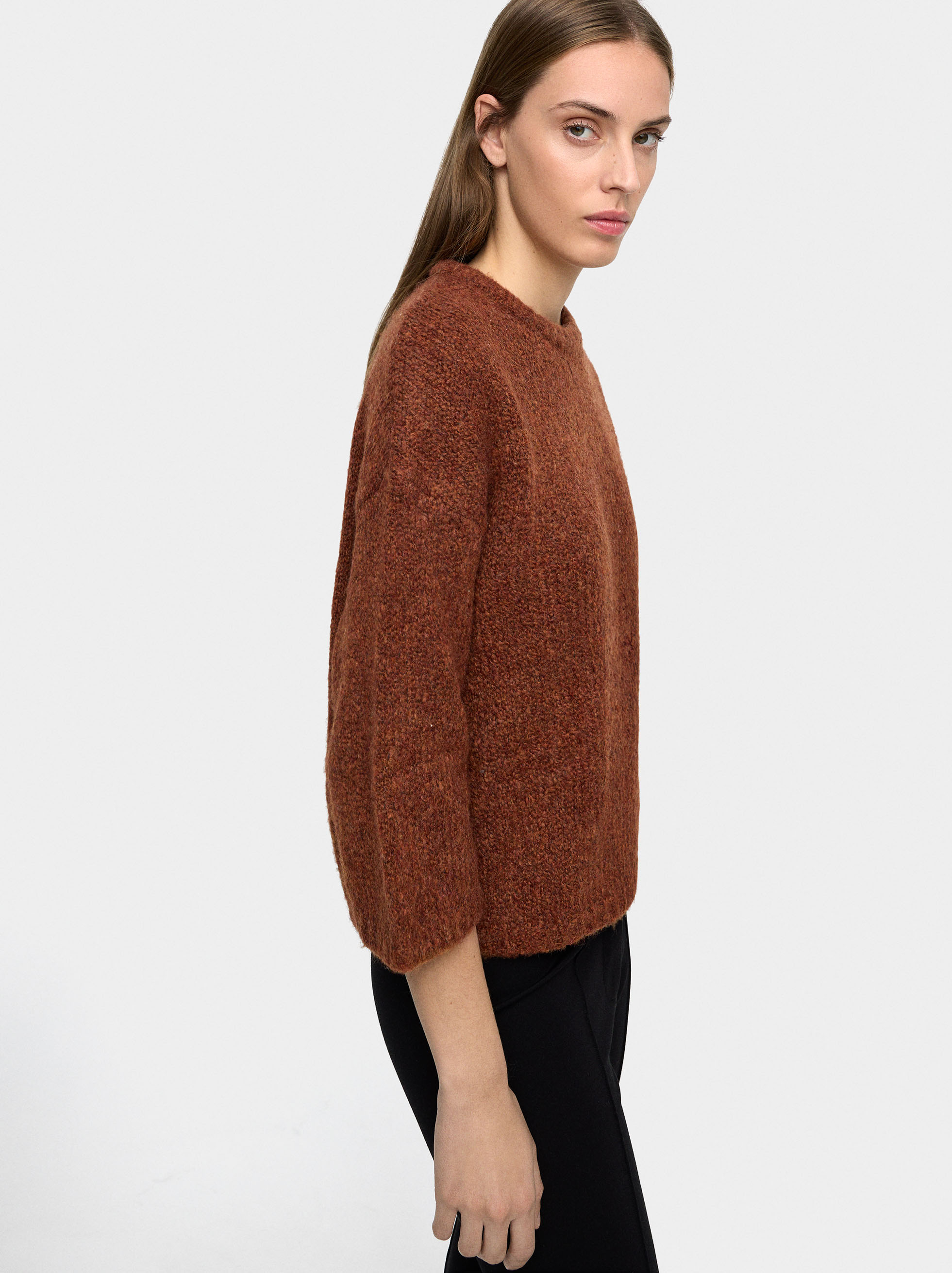 Plain knit sweater image number 2.0