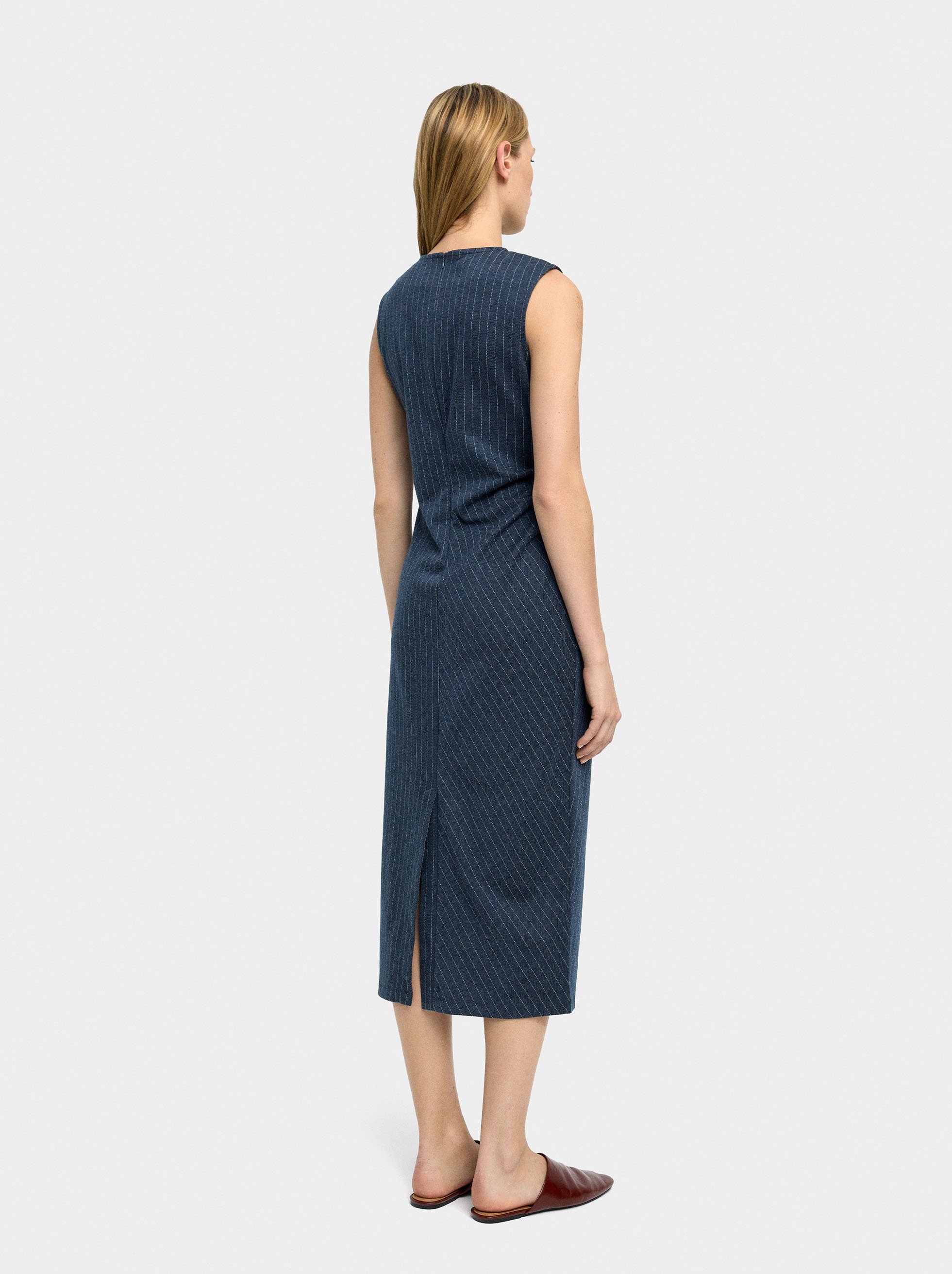 Robe midi à rayure diplomatique image number 4.0