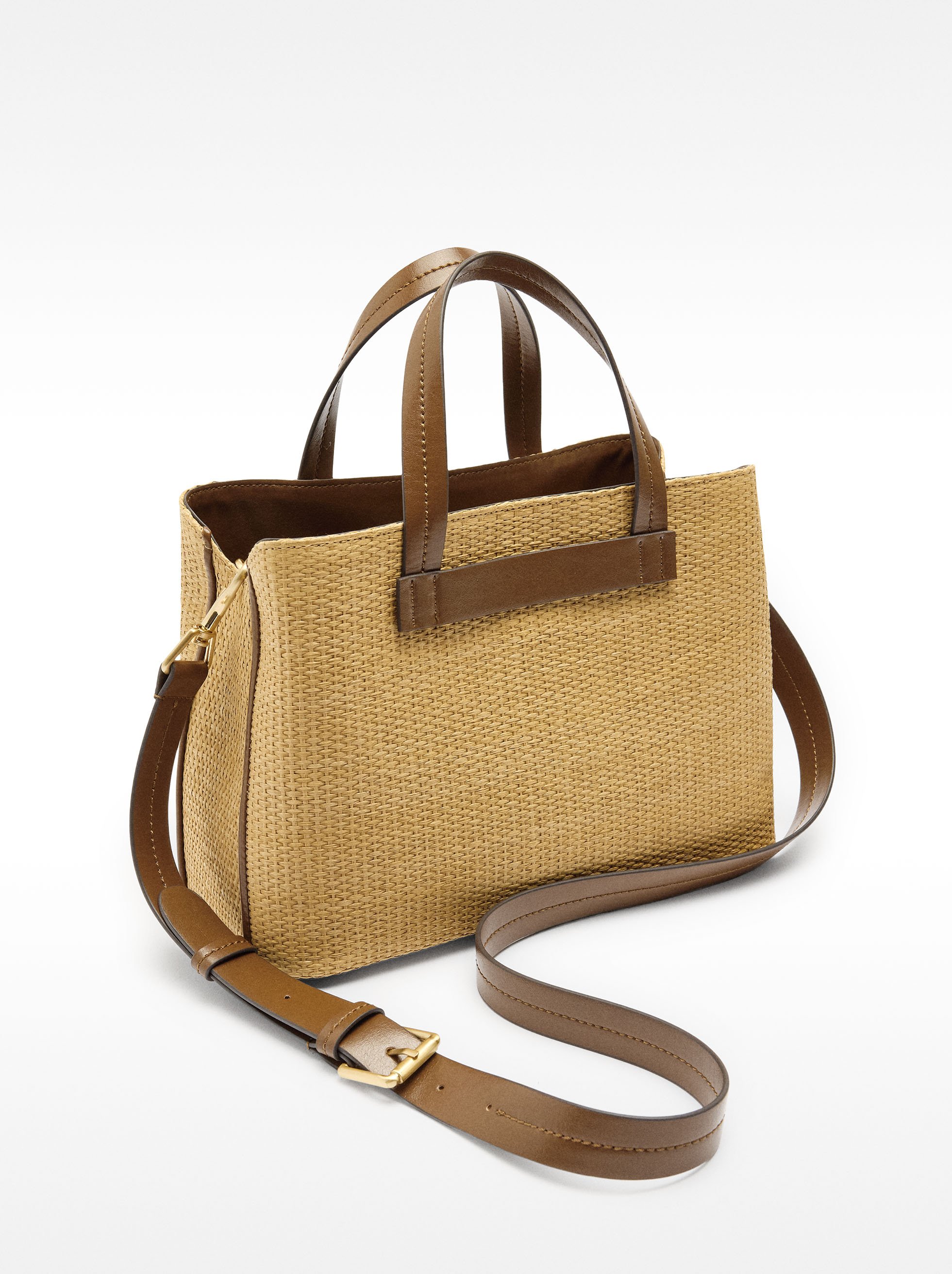 Borsa tote in effetto paglia con pendente image number 2.0