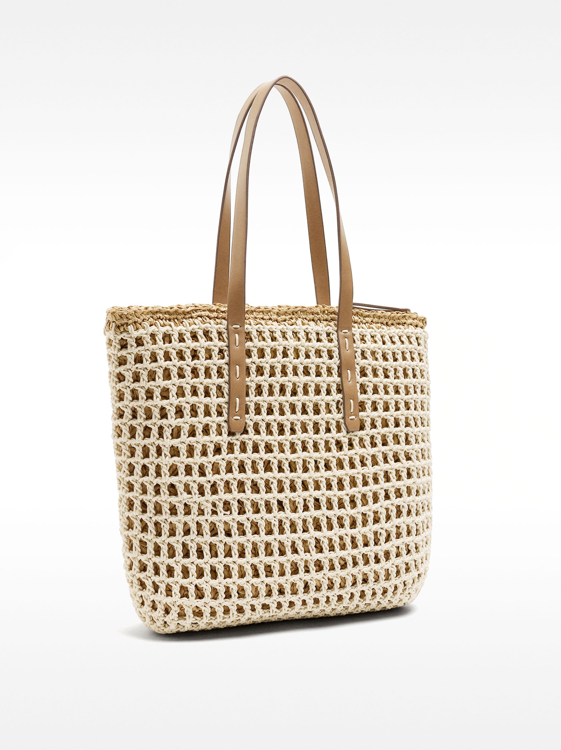 Braided shopper bag with straw effect image number 3.0