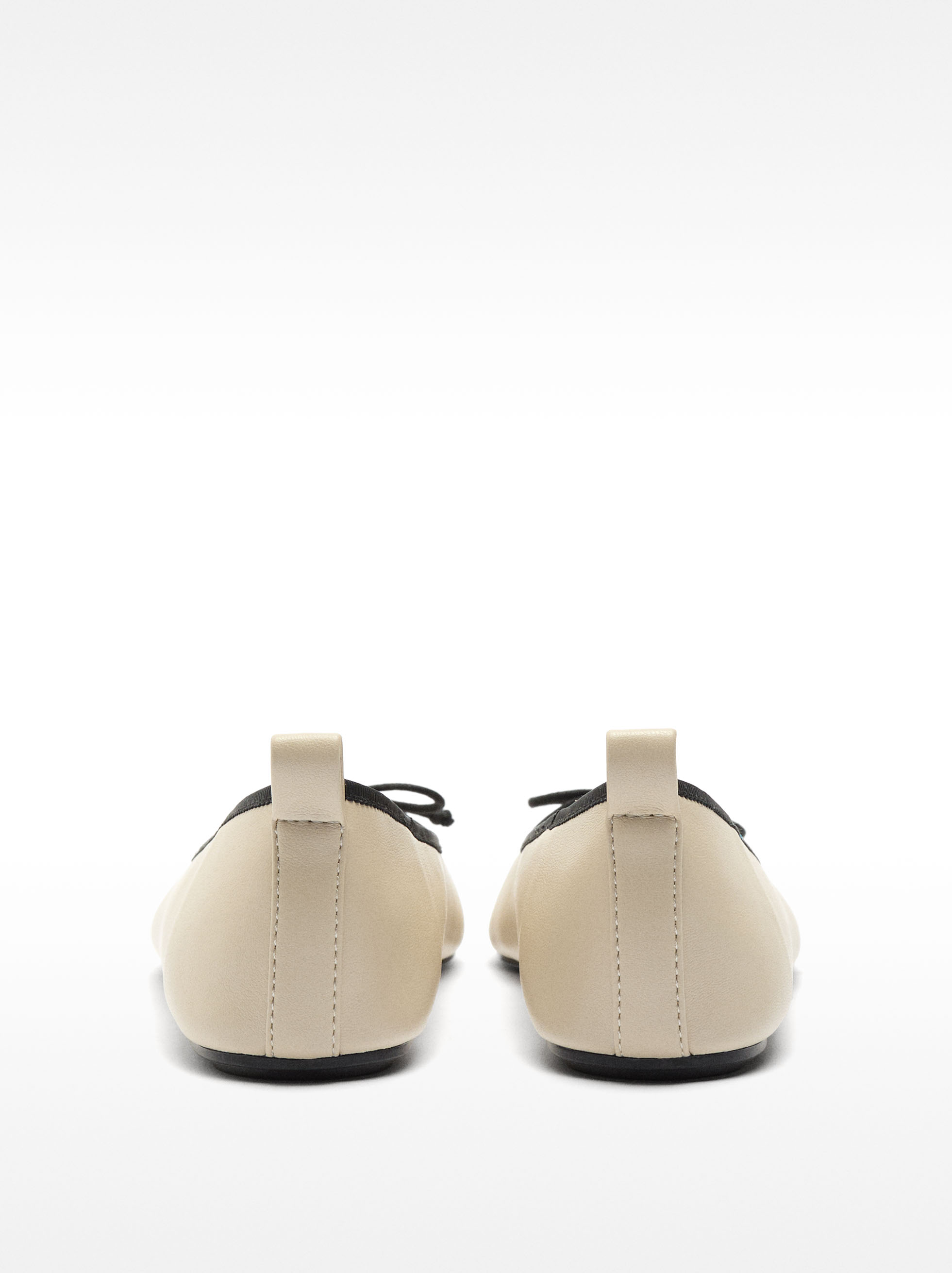 Ballet flats with bow, Ecru, hi-res