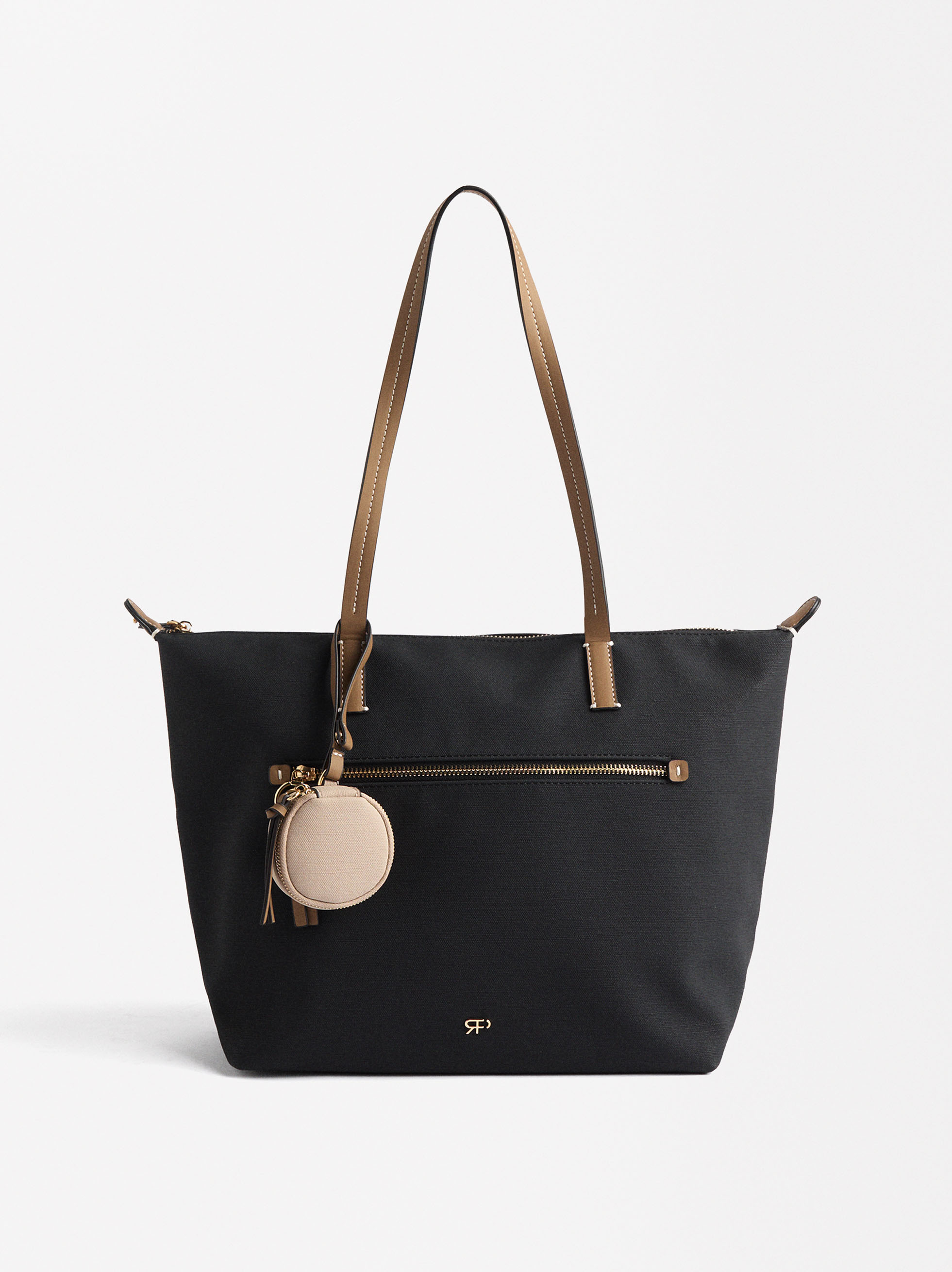 Bolso Shopper Con Colgante Negro Parfois