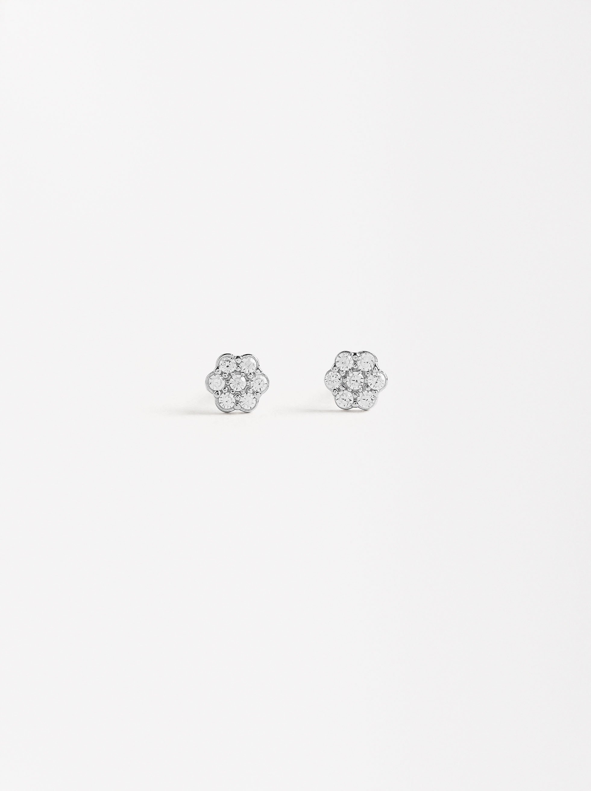 Blumenohrringe mit Zirkonien - 925er Sterlingsilber image number 0.0
