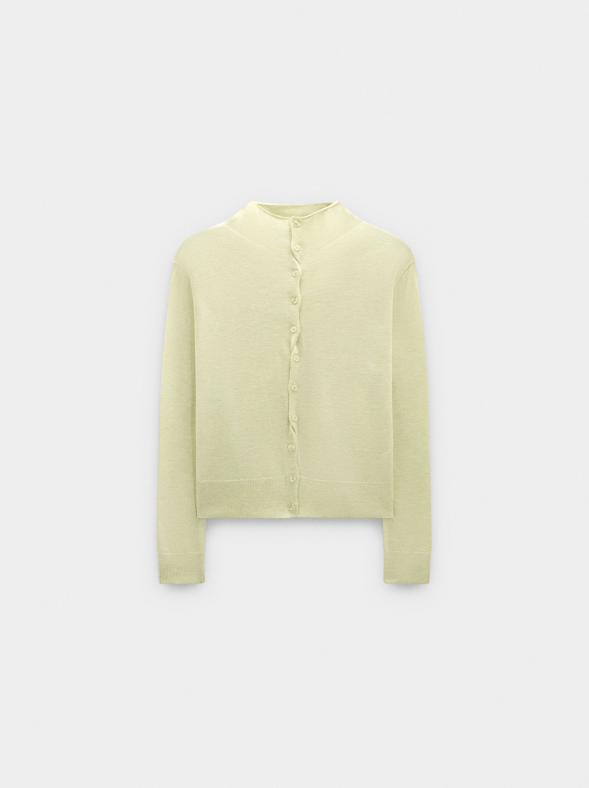 Knit mesh cardigan with high neck image number 5.0
