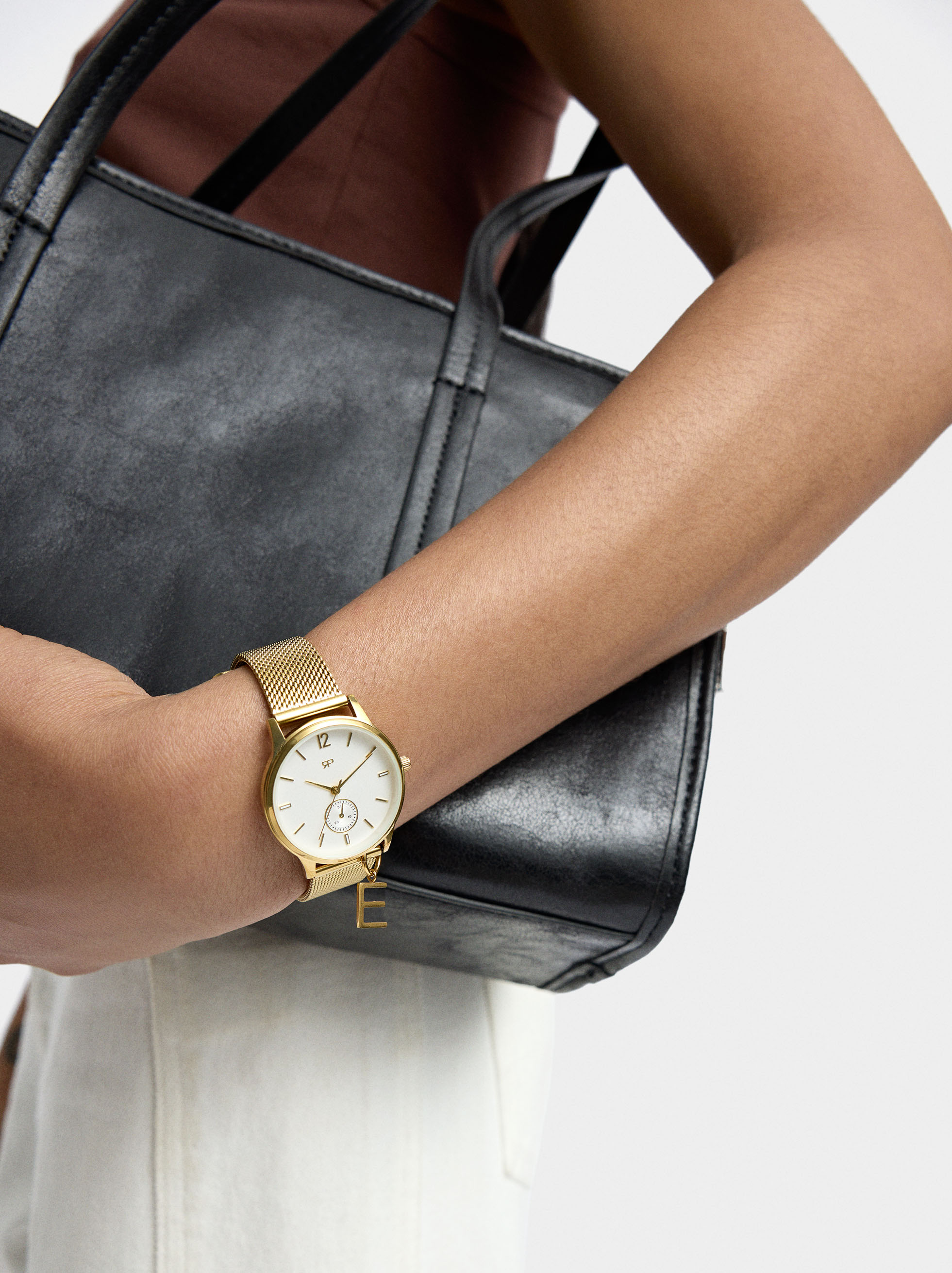 OROLOGIO DONNA IN ACCIAIO MAGLIA MILANO E QUADRANTE NERO