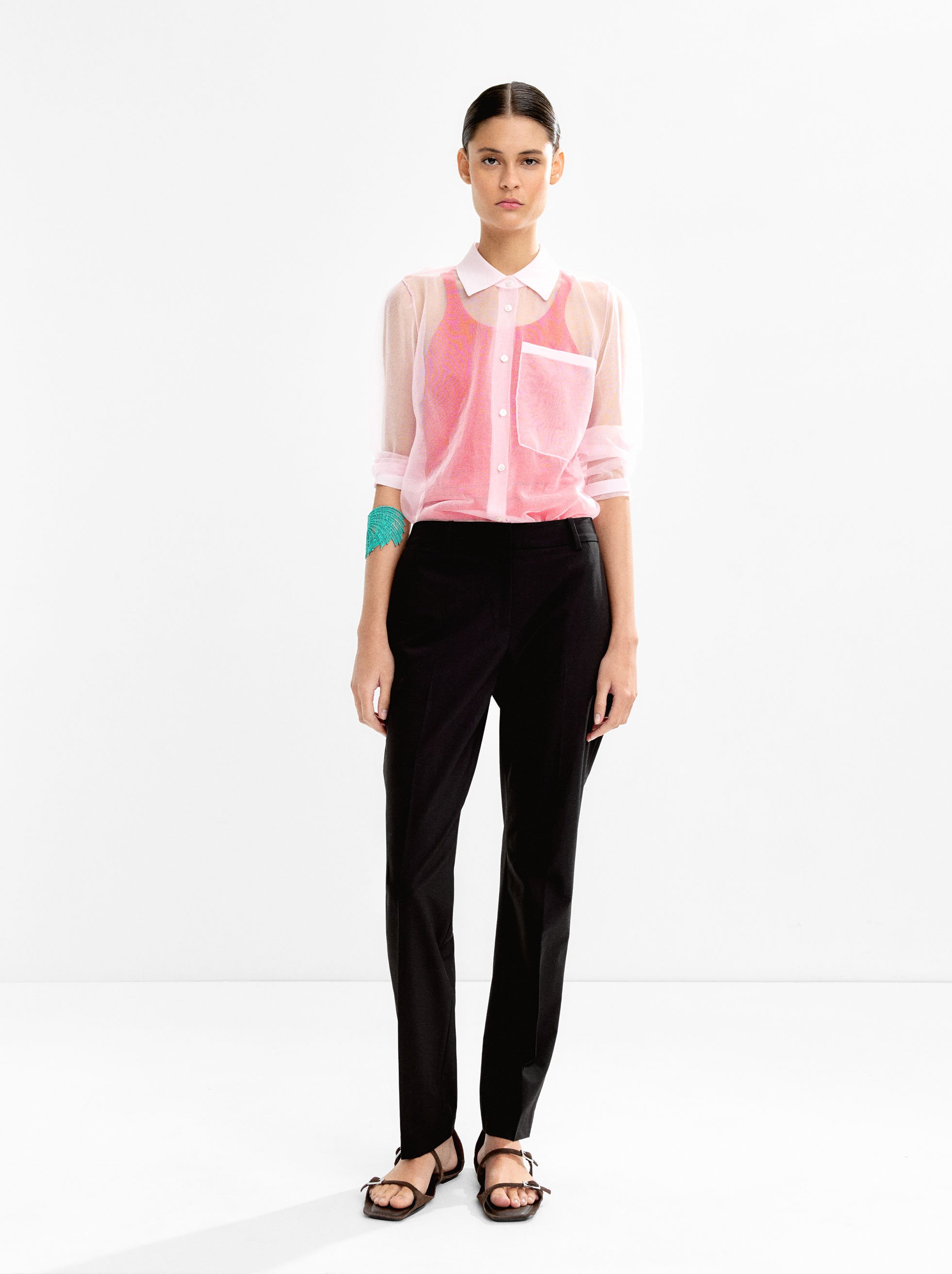 Sheer shirt with pocket image number 1.0
