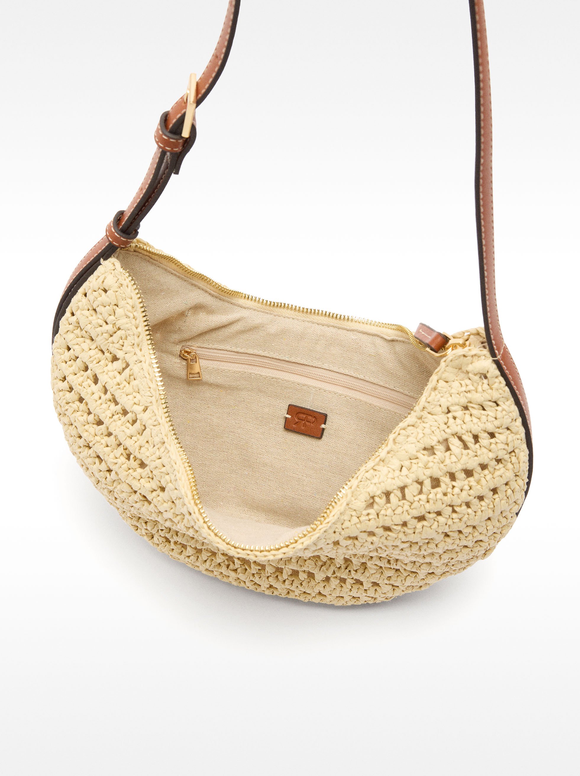 Straw-effect hobo shoulder bag image number 3.0