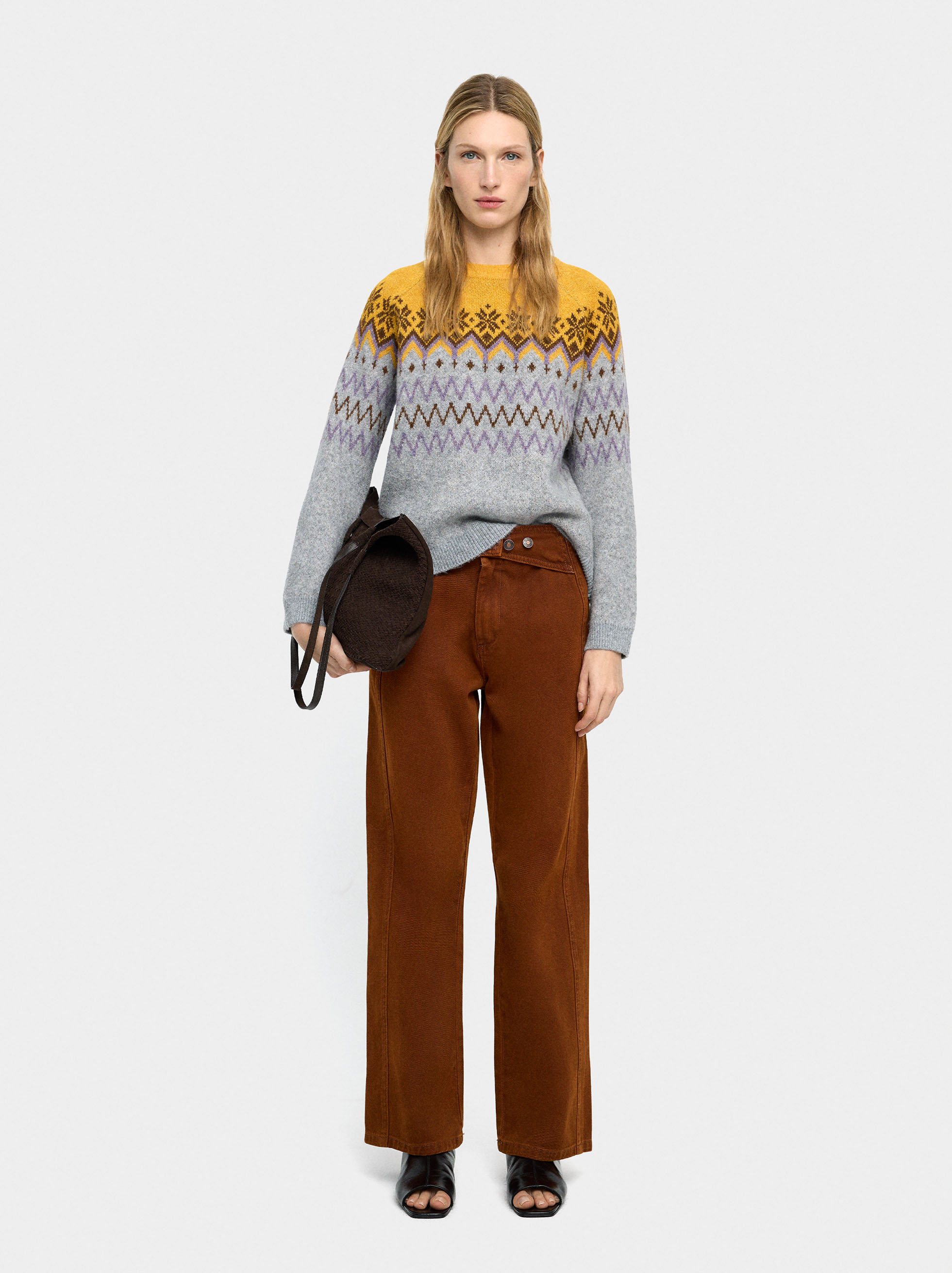 Sweater with jacquard knit image number 0.0