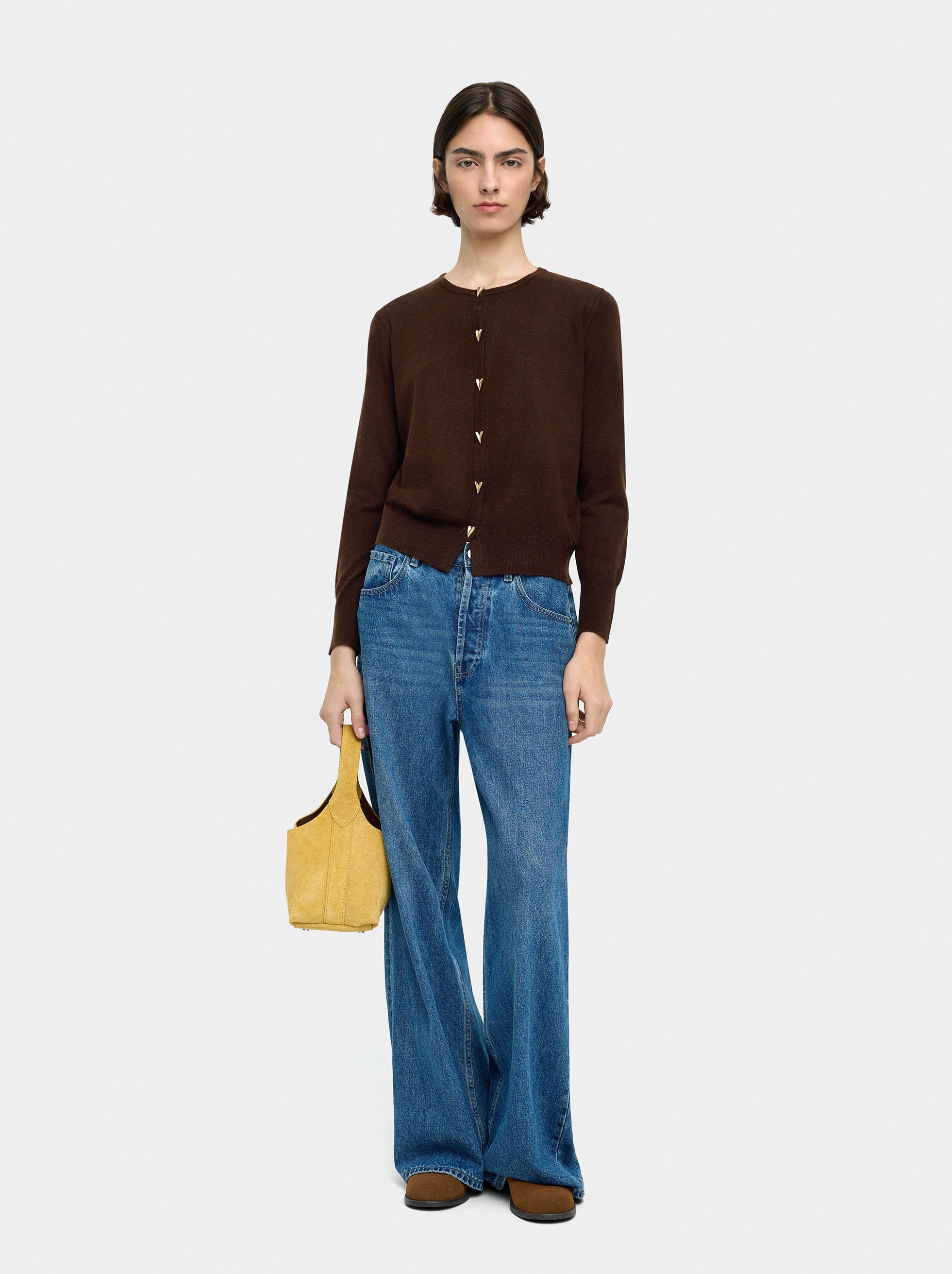 Strickjacke aus Strick mit Knöpfen in Herzform image number 0.0