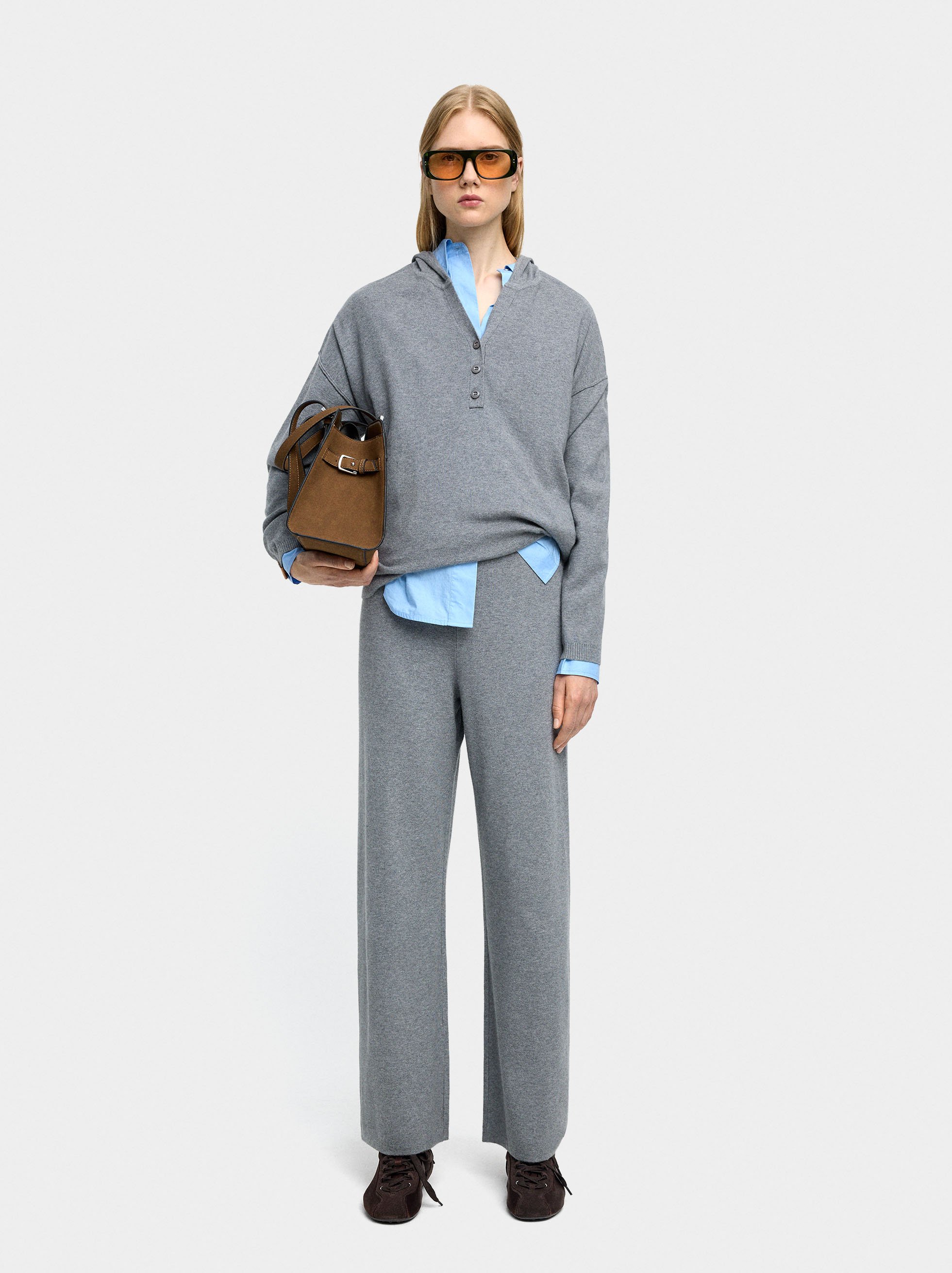 Elastic waist knit pants image number 4.0