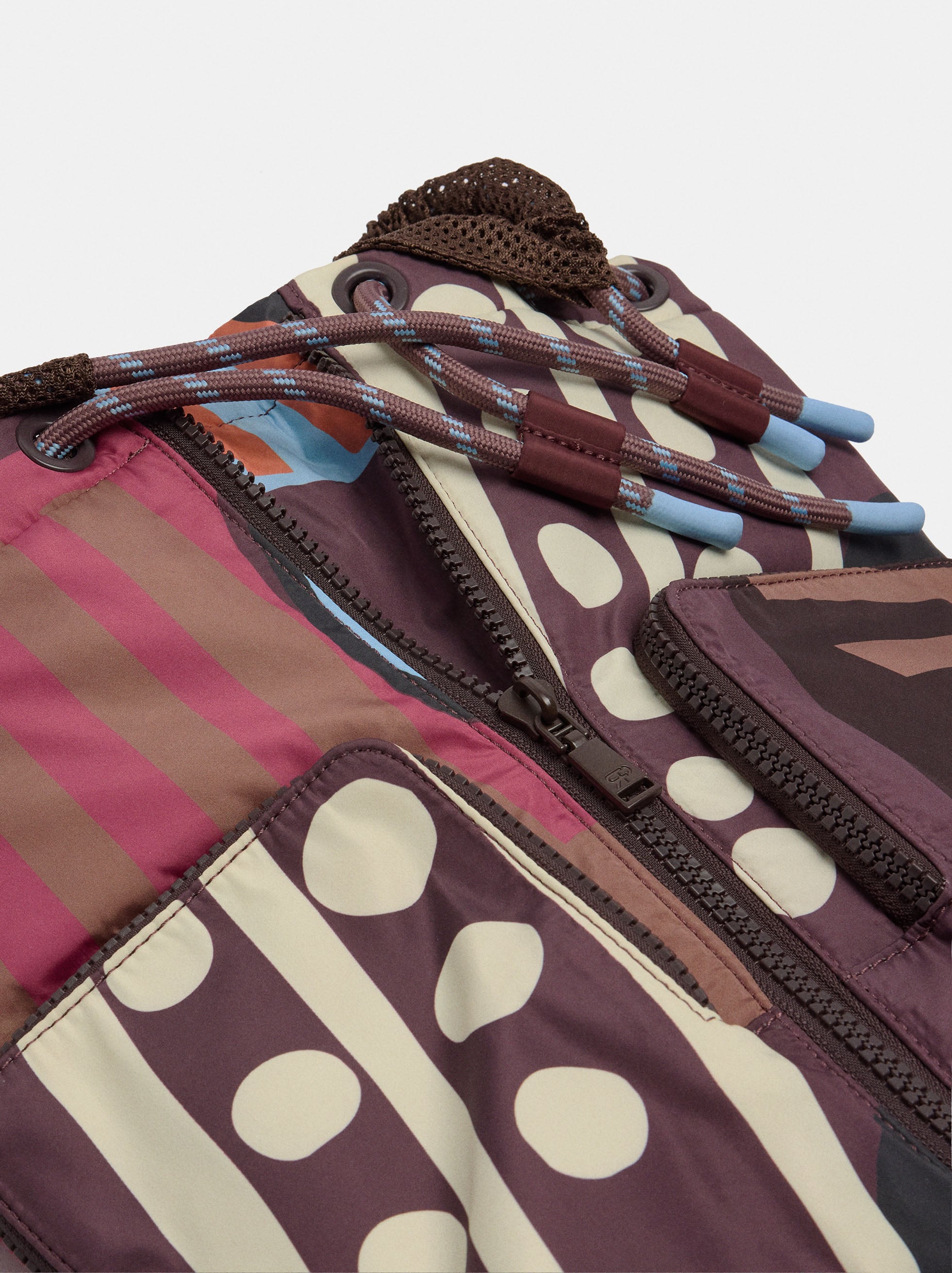 Printed nylon backpack with charm image number 1.0