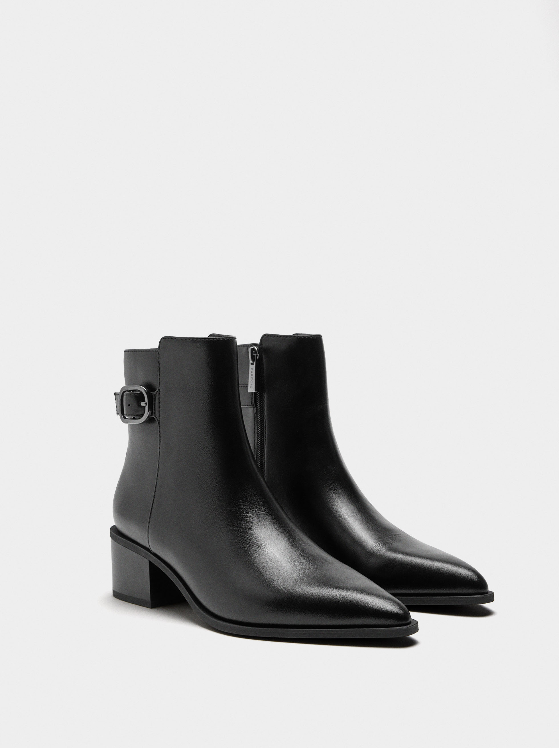 Leather ankle boots with buckle image number 2.0
