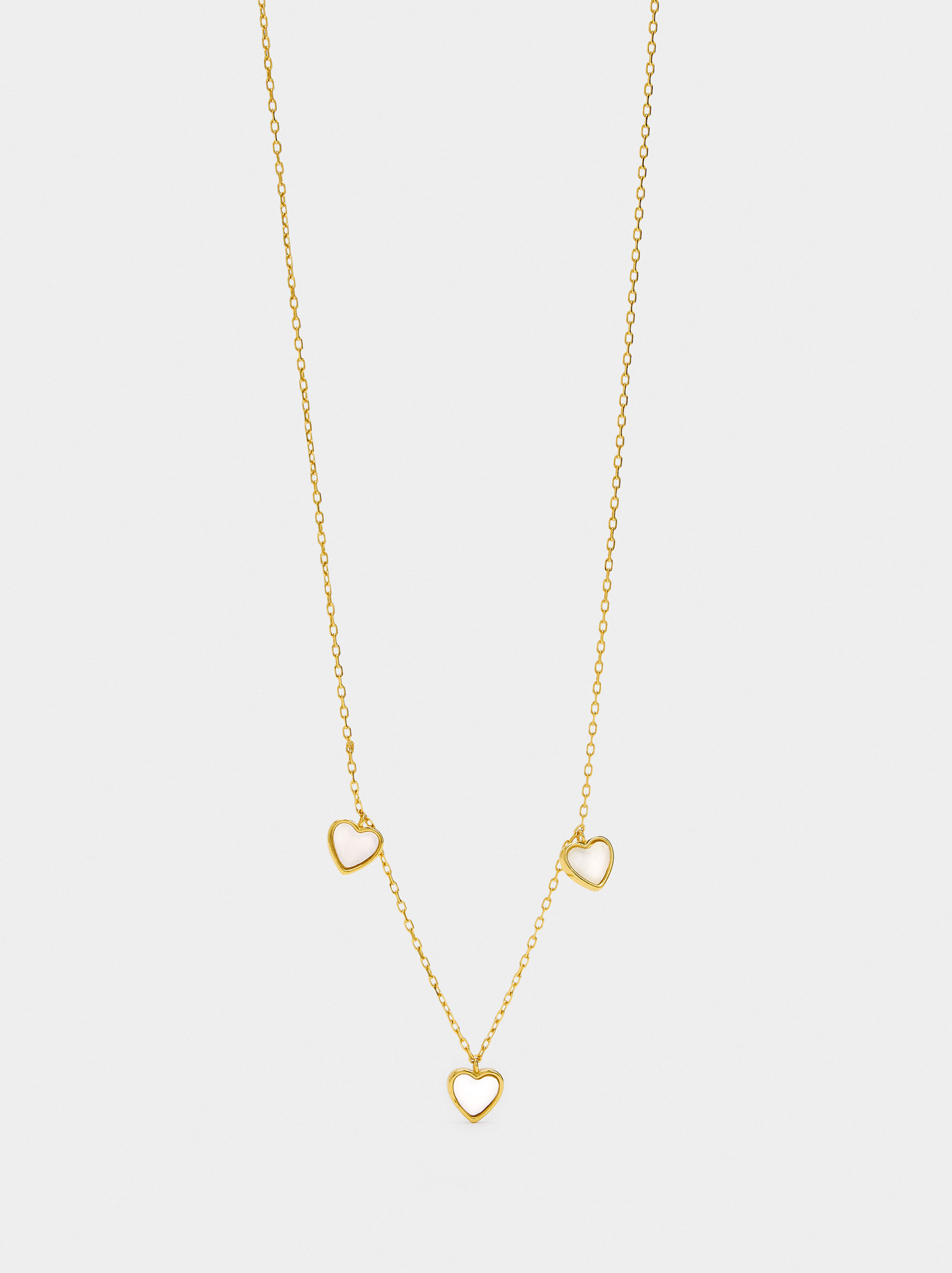 Necklace with freshwater pearl hearts - 925 sterling silver image number 0.0