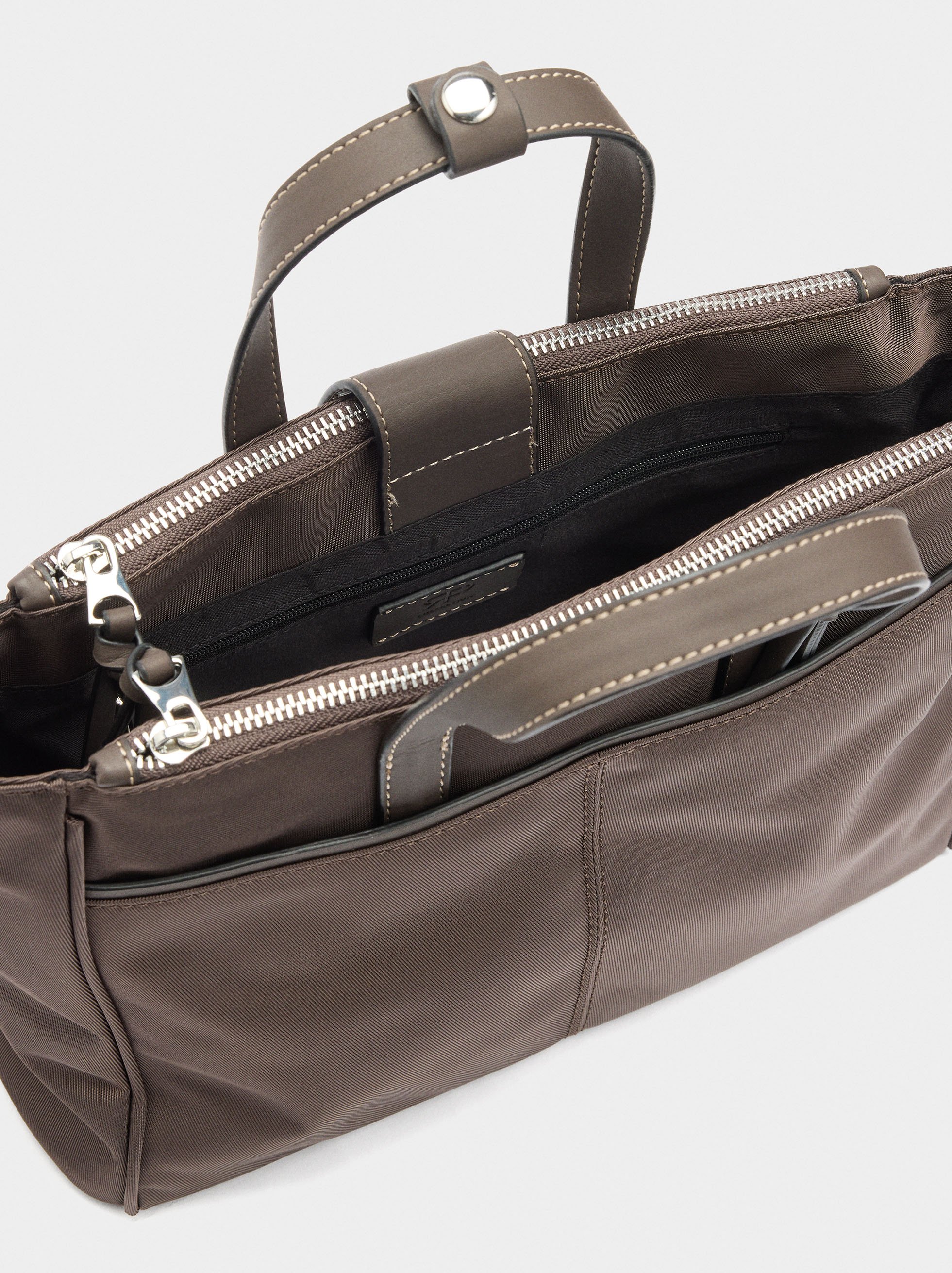 Nylon tote bag with crossbody strap image number 4.0