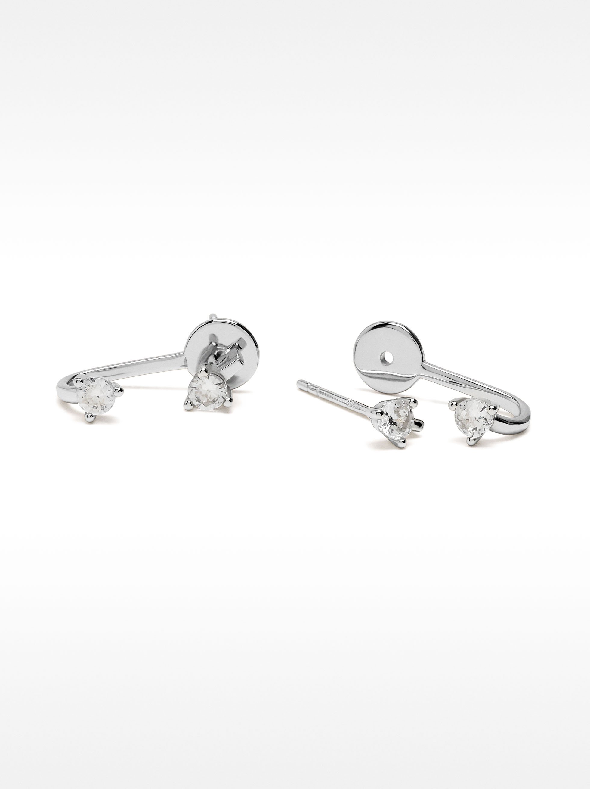 Ear jacket earrings with zircons - 925 sterling silver image number 2.0