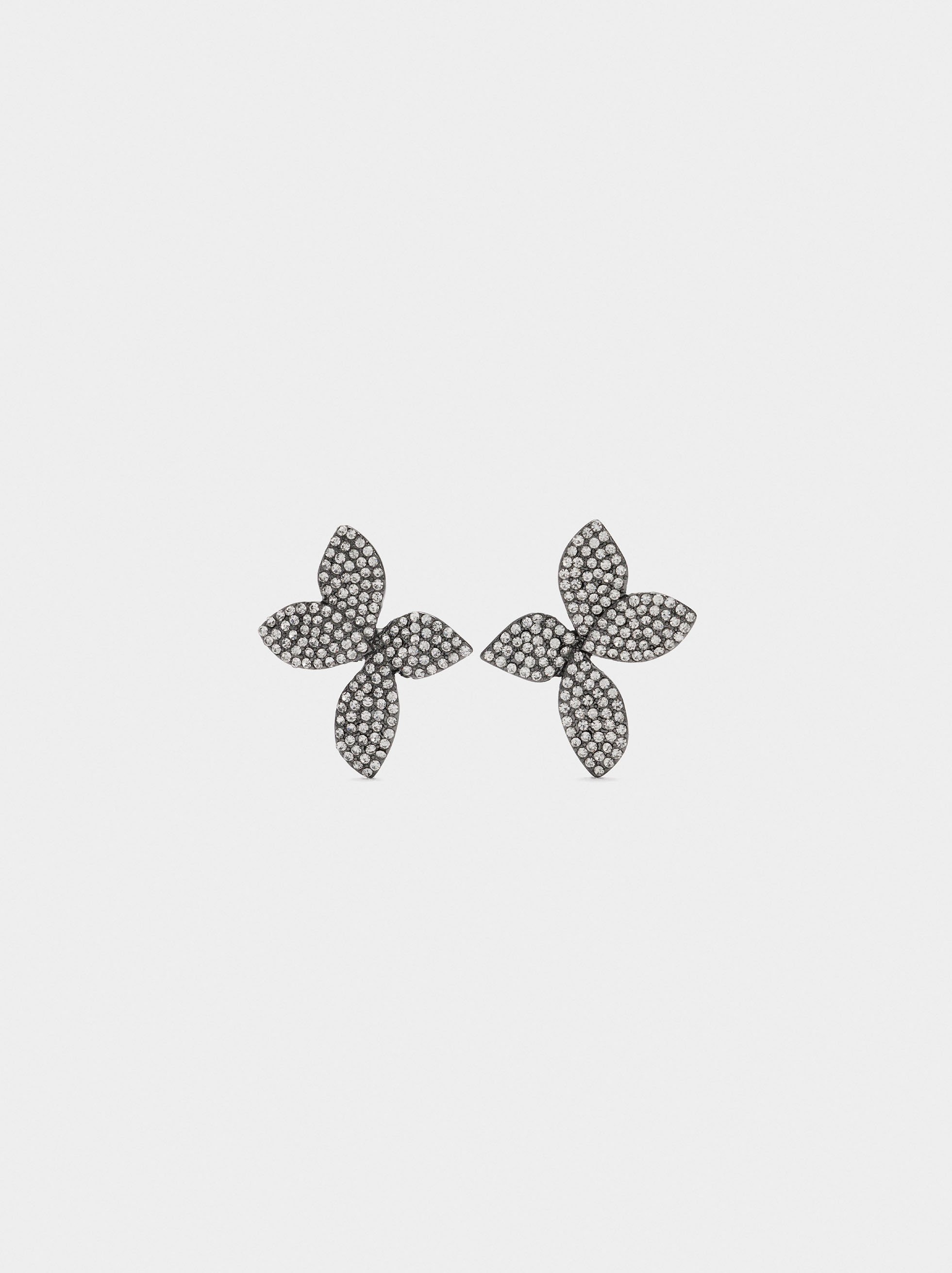 Maxi flower earrings with crystals image number 0.0