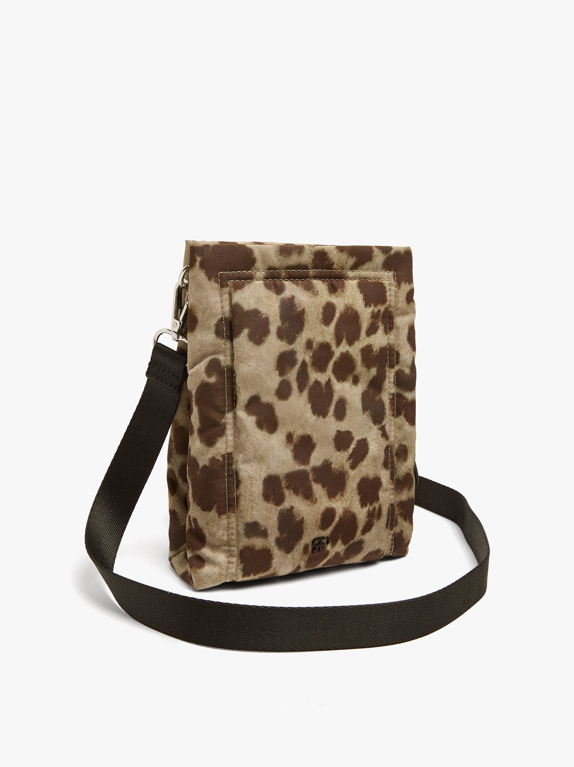 Mala tiracolo de nylon estampado animal image number 2.0