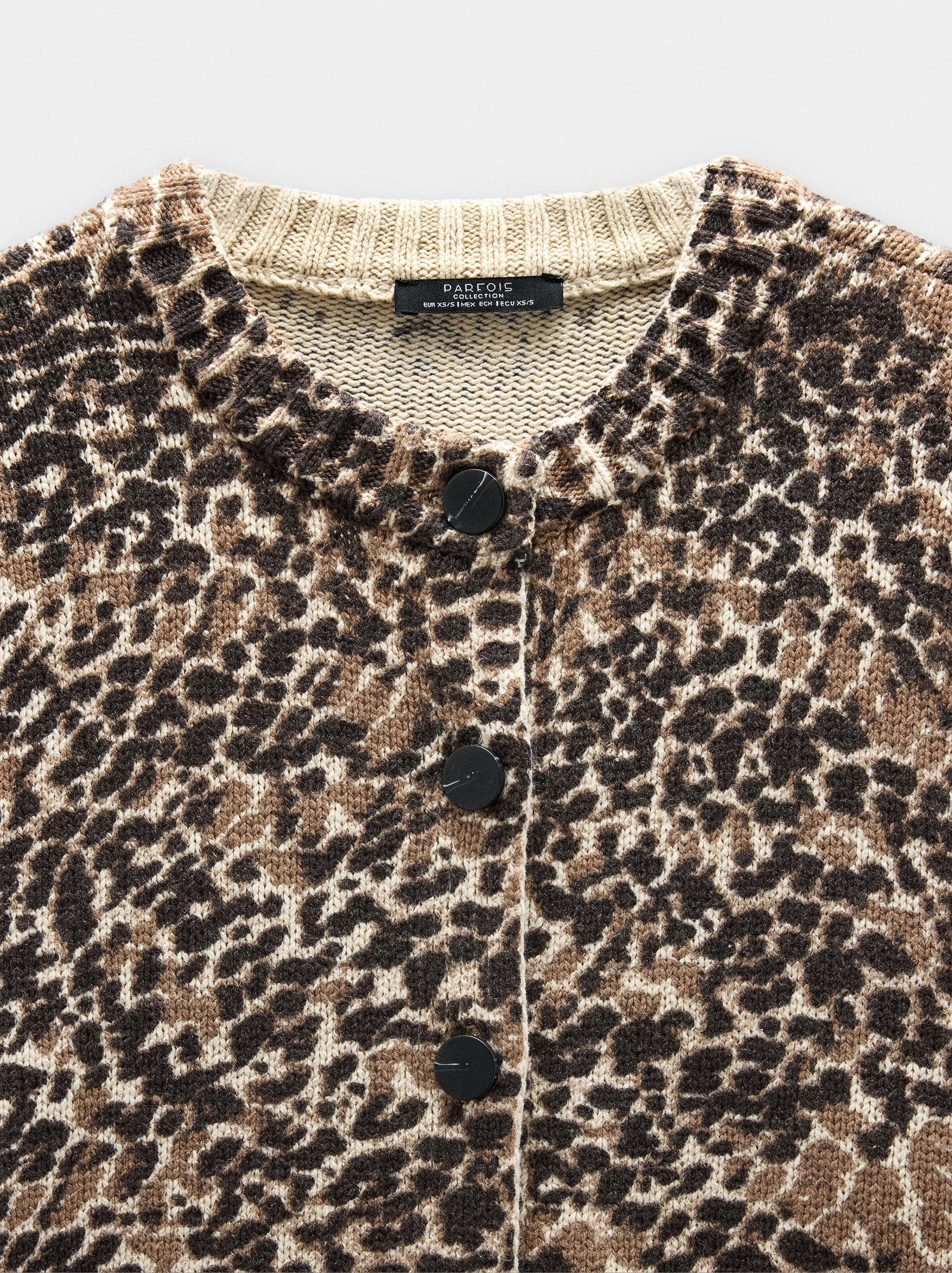 Knit cardigan with animal print image number 5.0