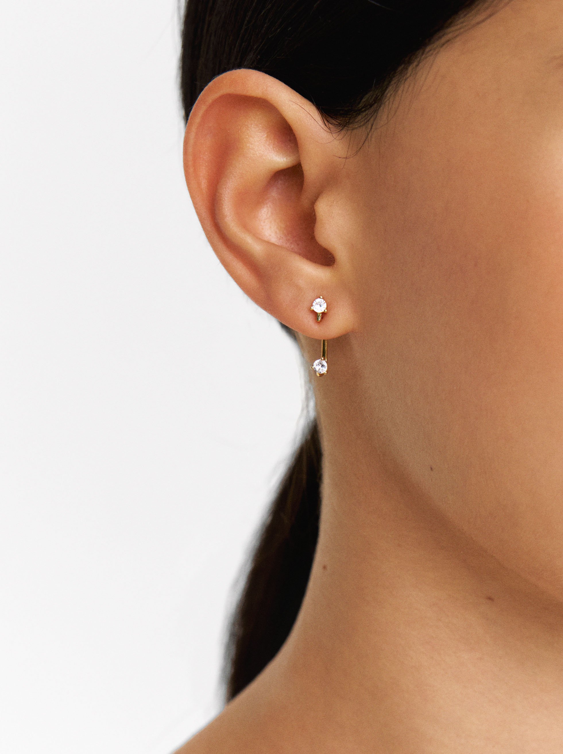 Pendientes ear jacket con circonitas - plata de ley 925 image number 1.0