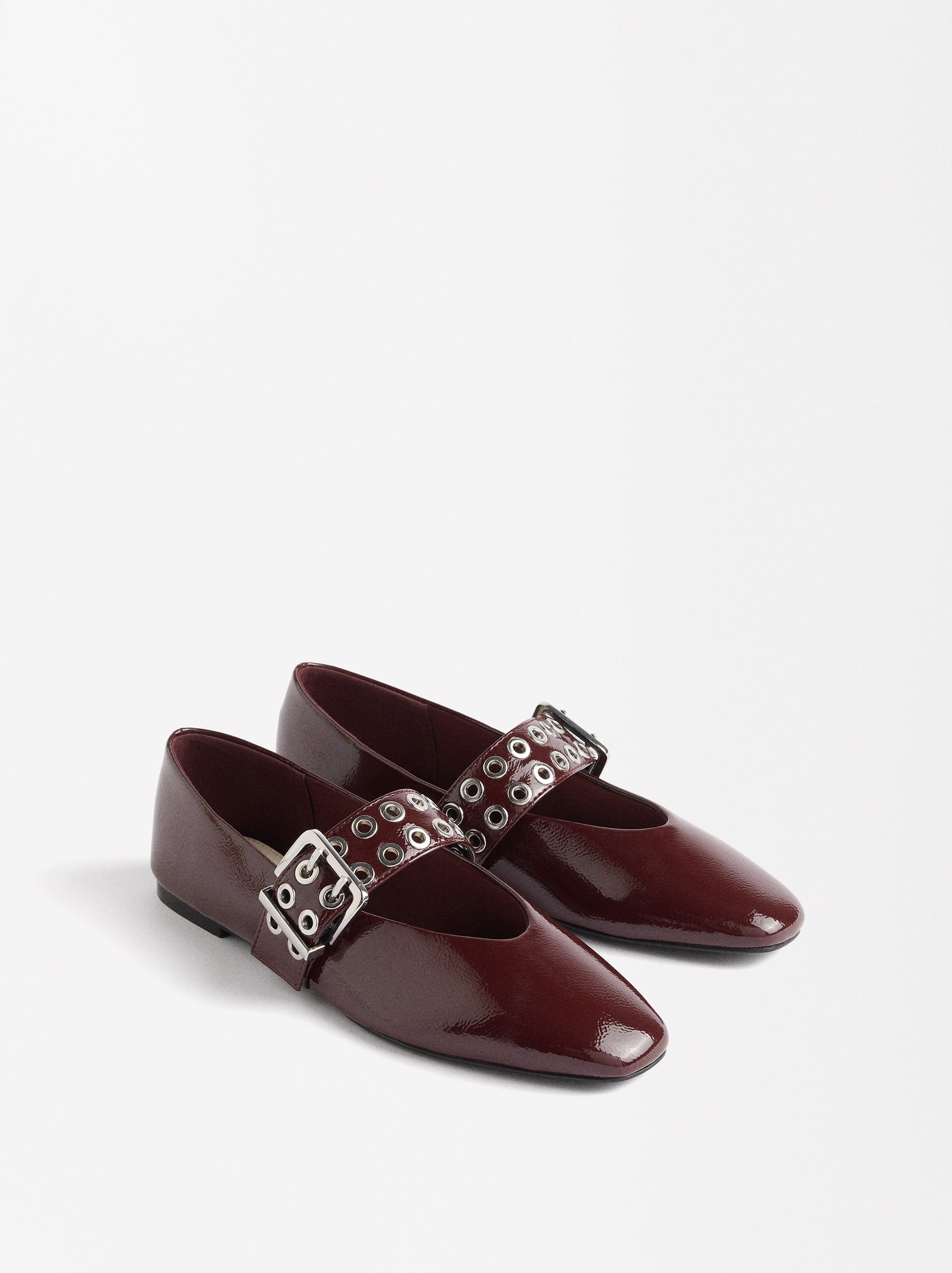 Patent ballet flats with studs image number 2.0