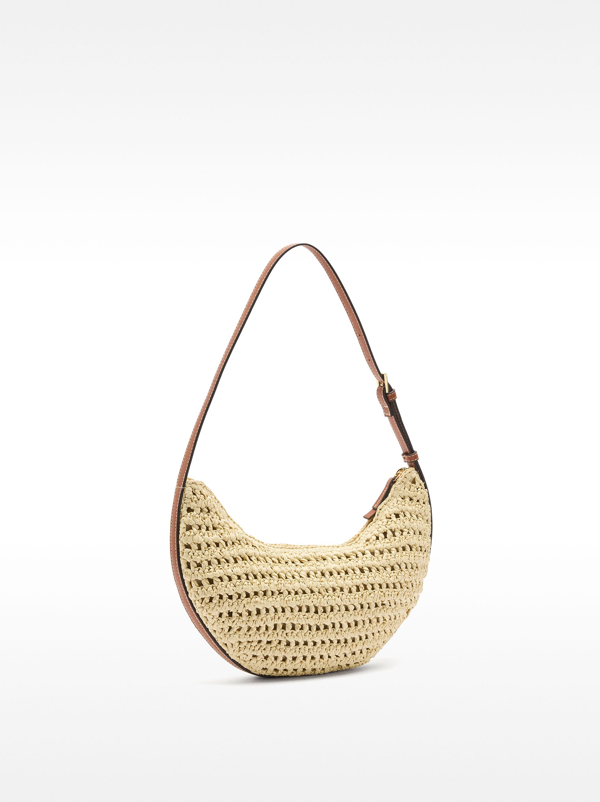 Straw-effect hobo shoulder bag image number 2.0