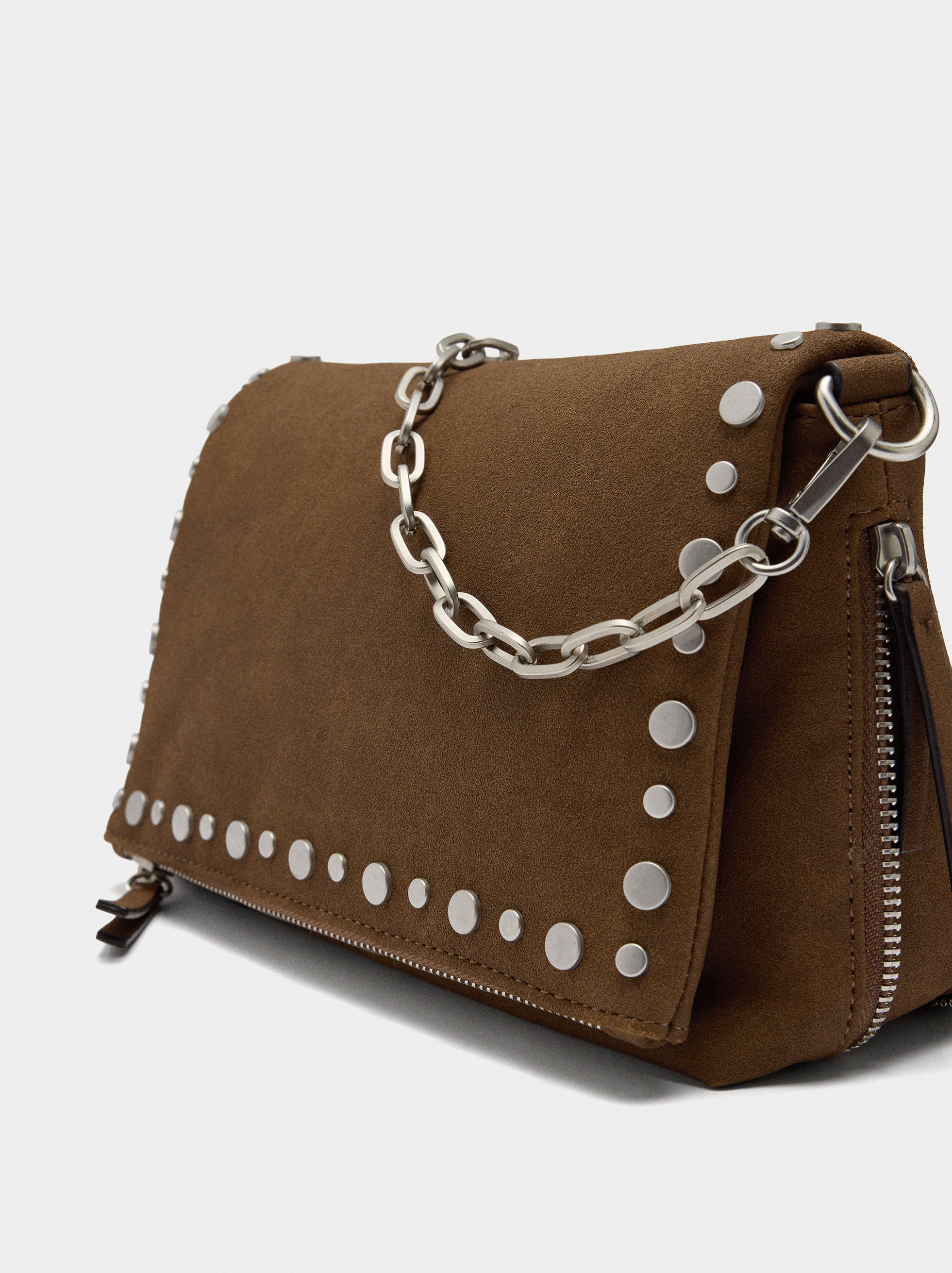 Faux leather studded shoulder bag image number 1.0