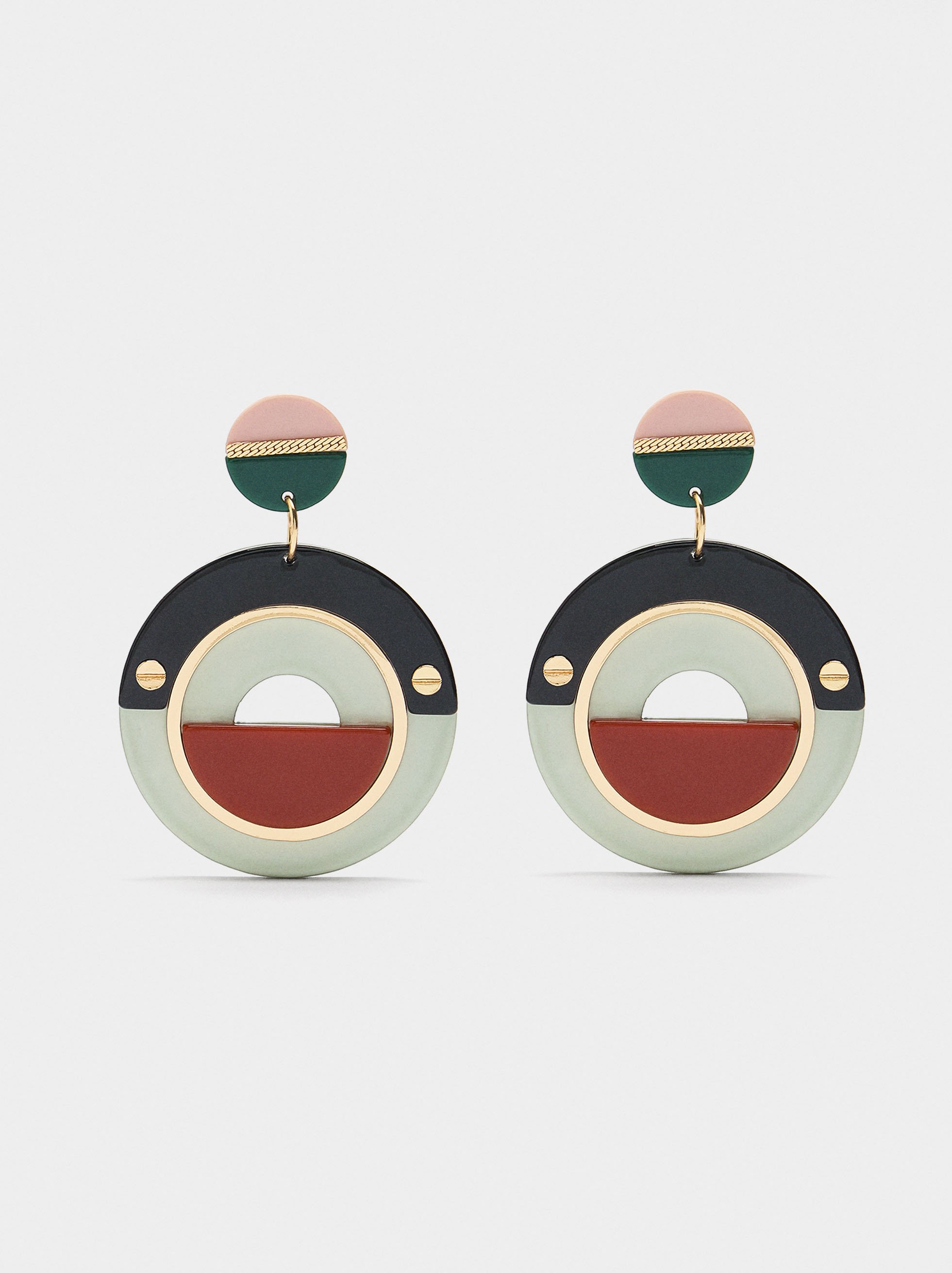 Round earrings with resin image number 0.0