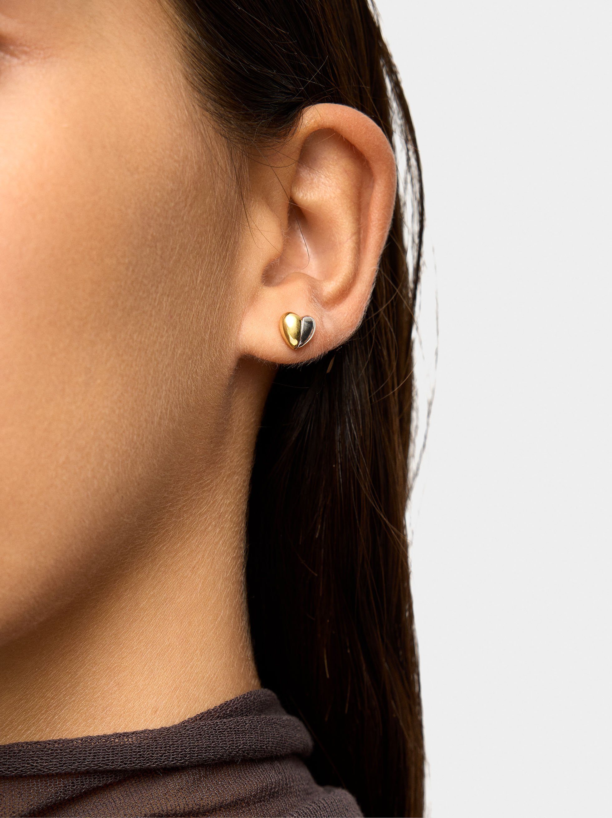 Ohrringe Herz Bicolor - 925er Sterlingsilber image number 1.0