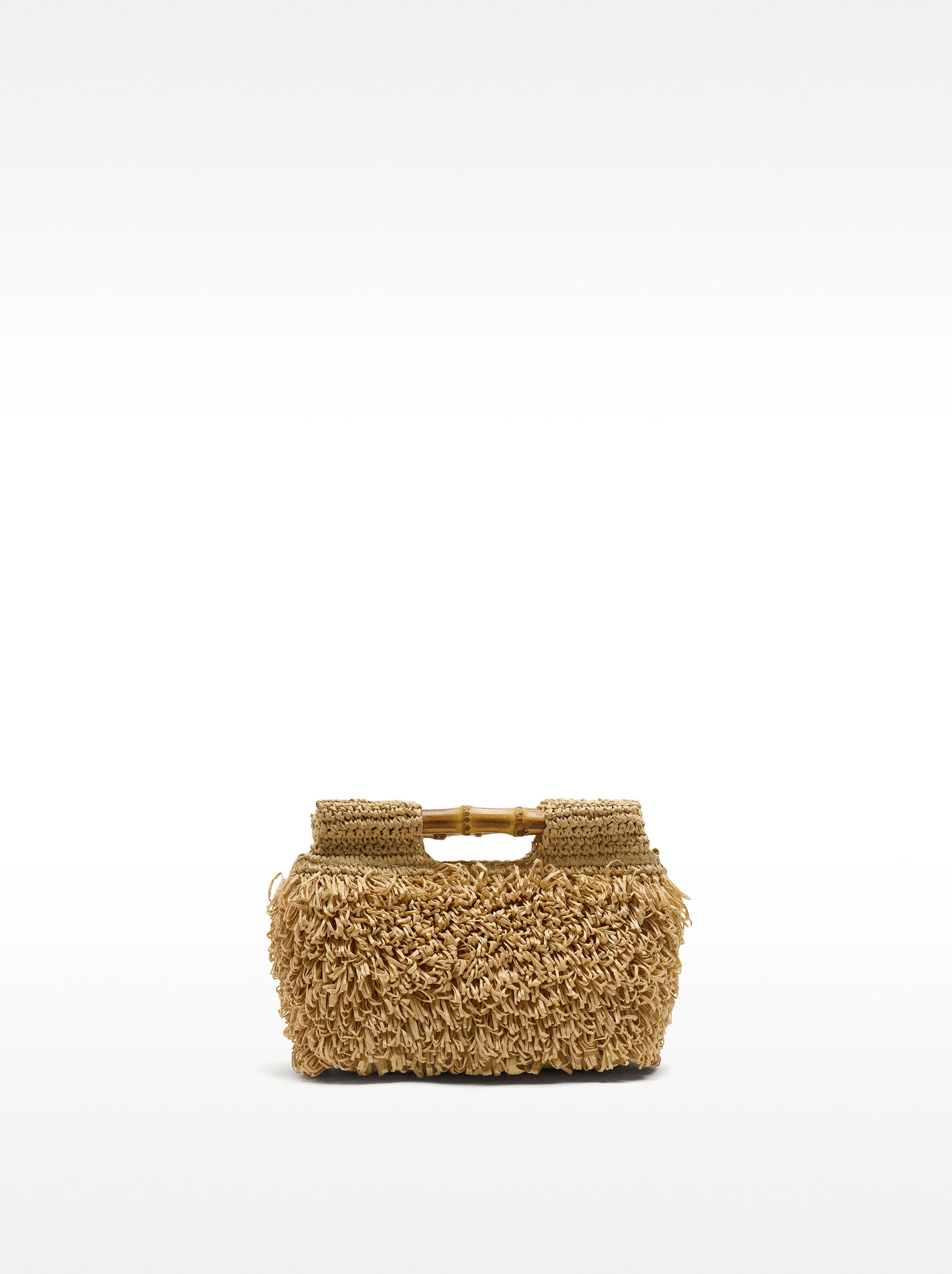 Straw-effect handbag with bamboo image number 0.0