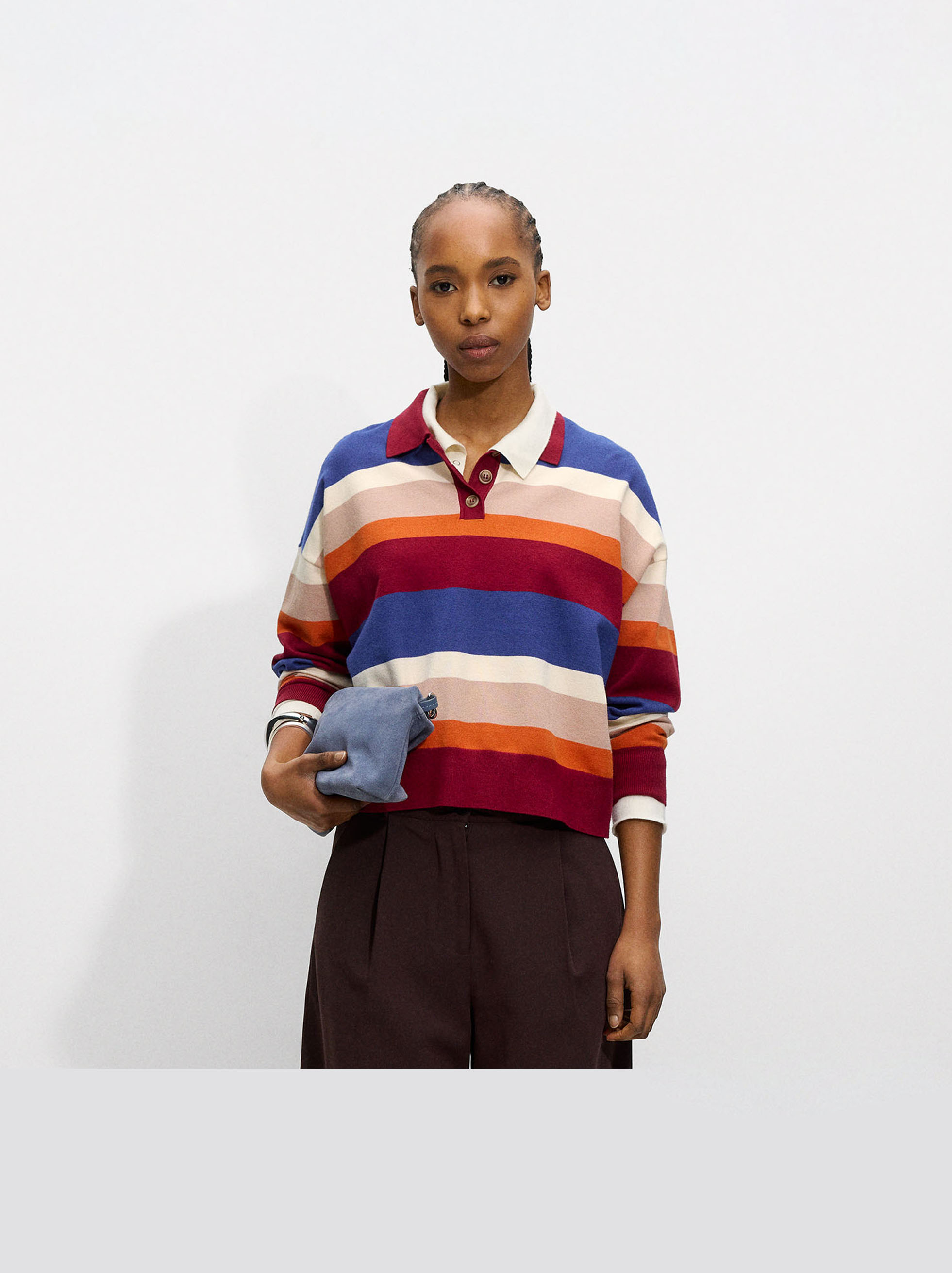 Sweter w paski z dzianiny image number 7.0